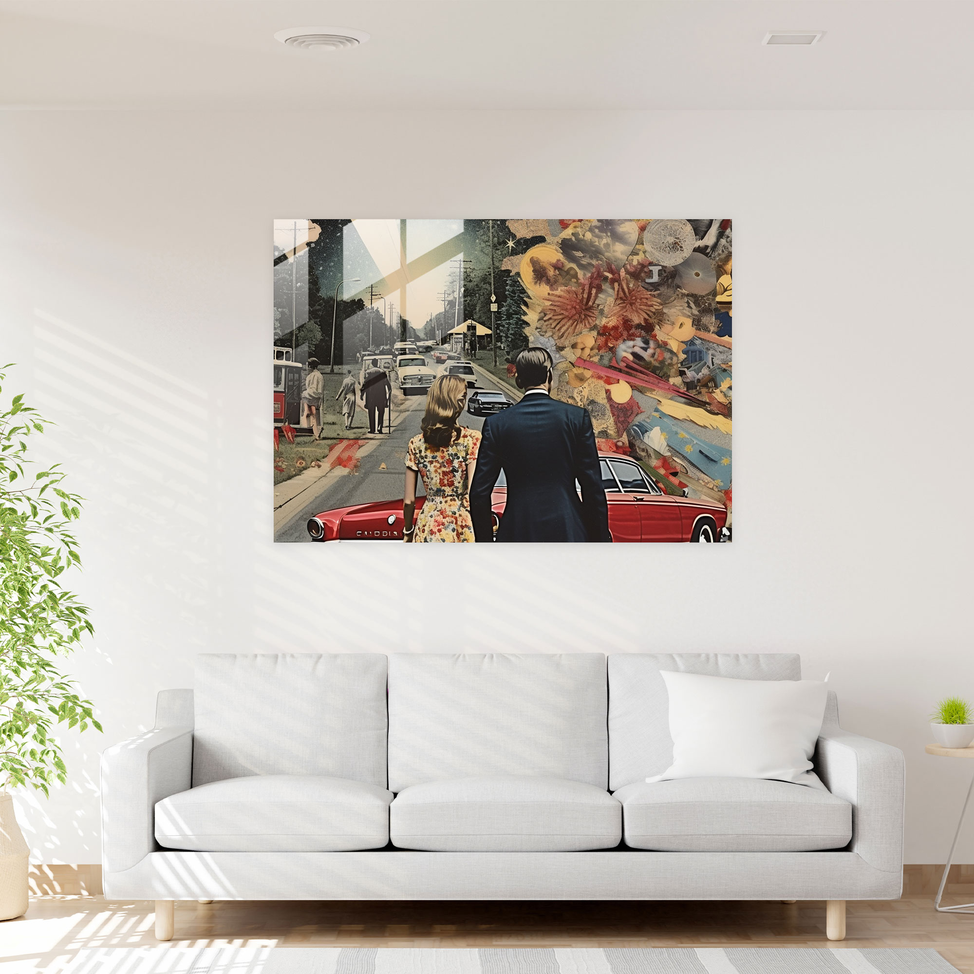 United States Of America Glass Print - United States Of America Map, Diverse American Scenes, Modern Art, Dynamic