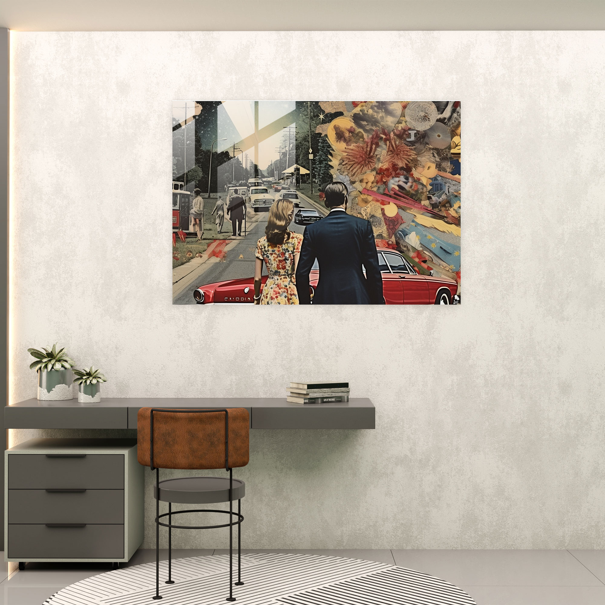 United States Of America Glass Print - United States Of America Map, Diverse American Scenes, Modern Art, Dynamic