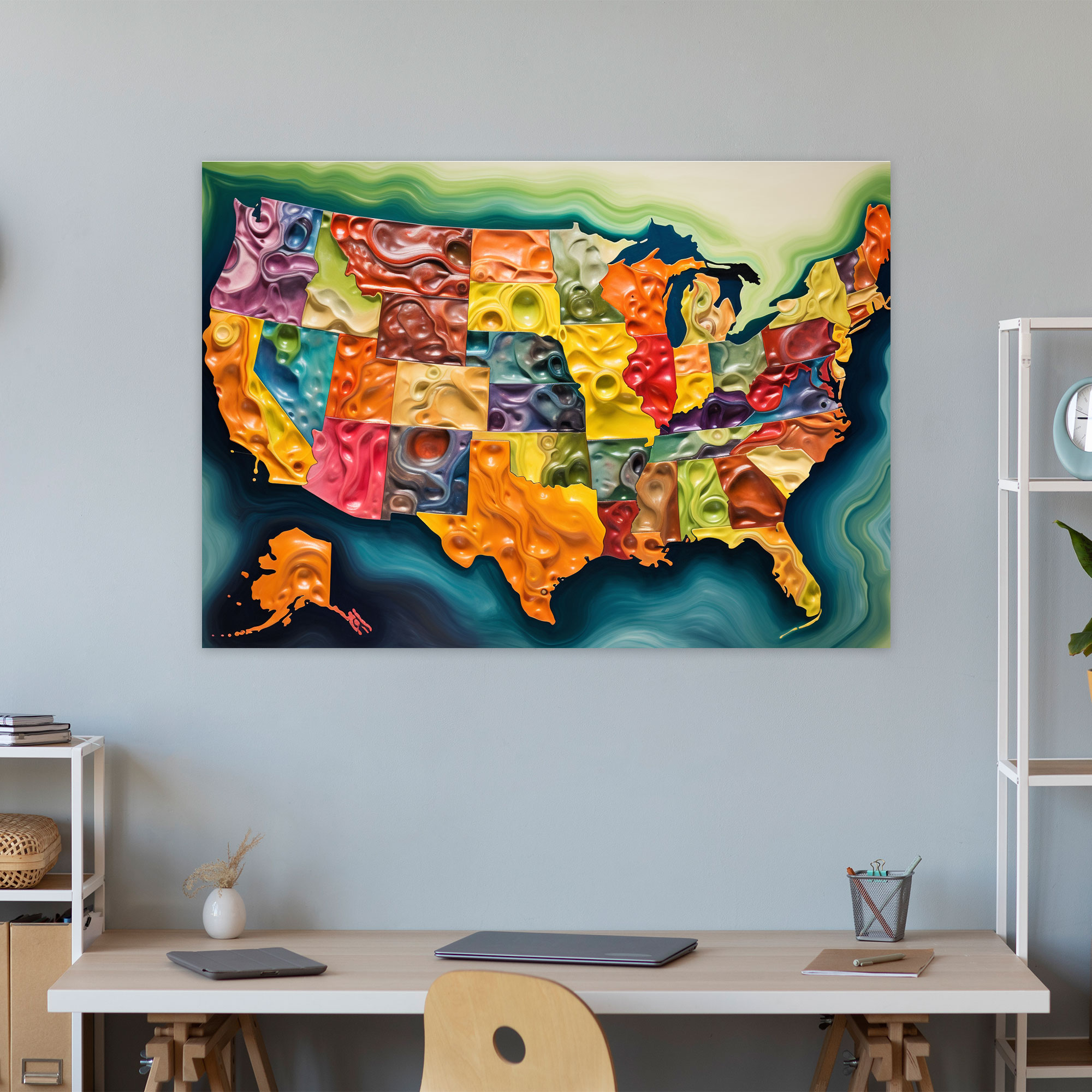 United States Of America Map Canvas Print - United States Of America Map, Canvas Wall Art, Home Decoration, Wall Art