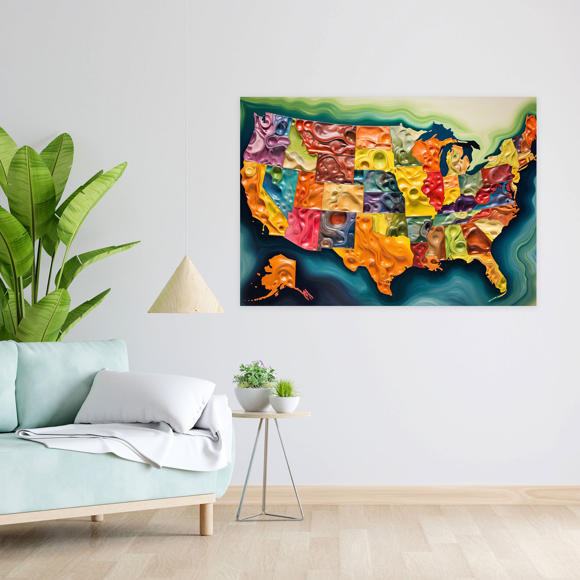 United States Of America Map Canvas Print - United States Of America Map, Canvas Wall Art, Home Decoration, Wall Art