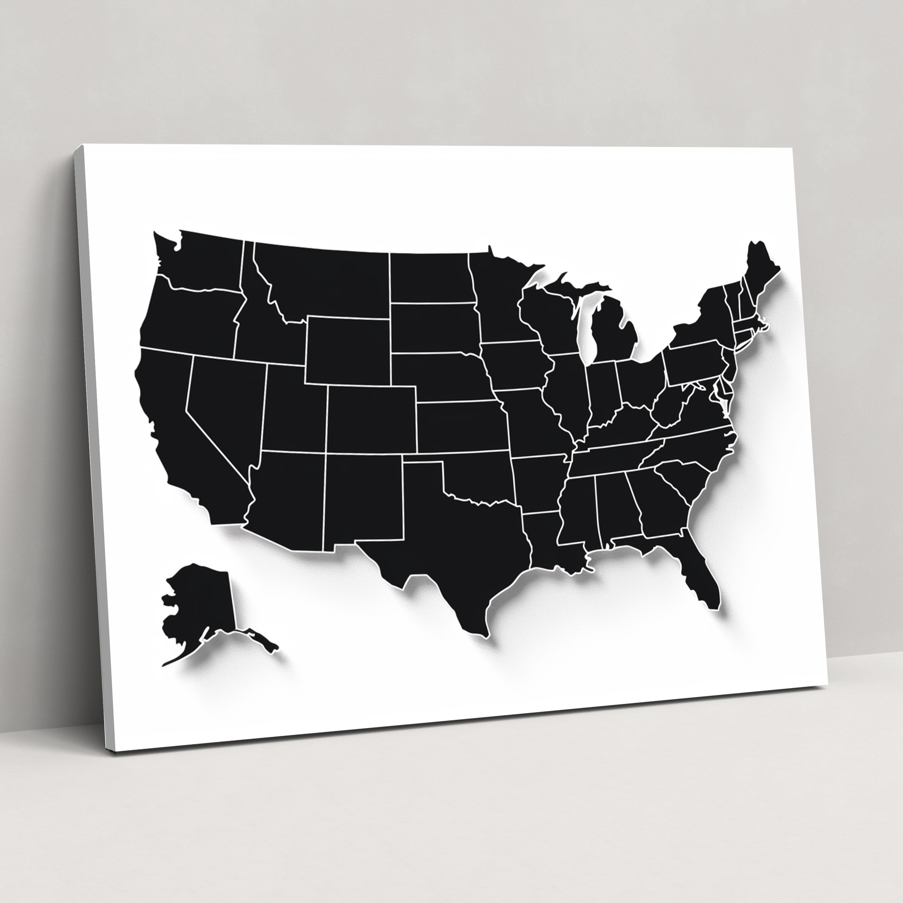 Amerika Birleşik Devletleri Harita Duvar Sanatı - Minimalist Tasarım - Amerika Birleşik Devletleri Haritası Kanvas Duvar Sanatı Minimalist Tasarım Kanvas