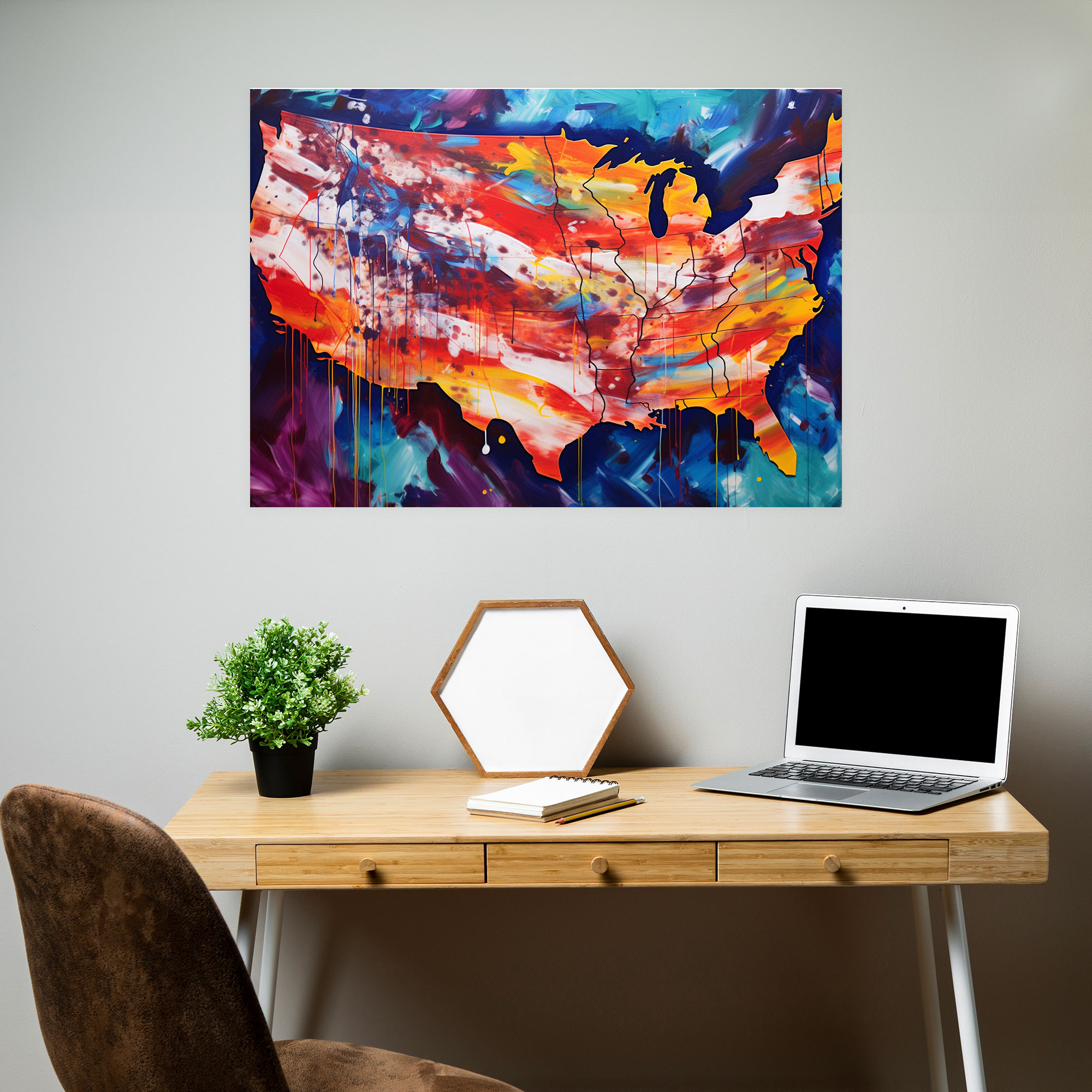United States Of America Map Canvas Print - United States Of America Map, Wall Decoration, Patriotic Wall Art, Canvas