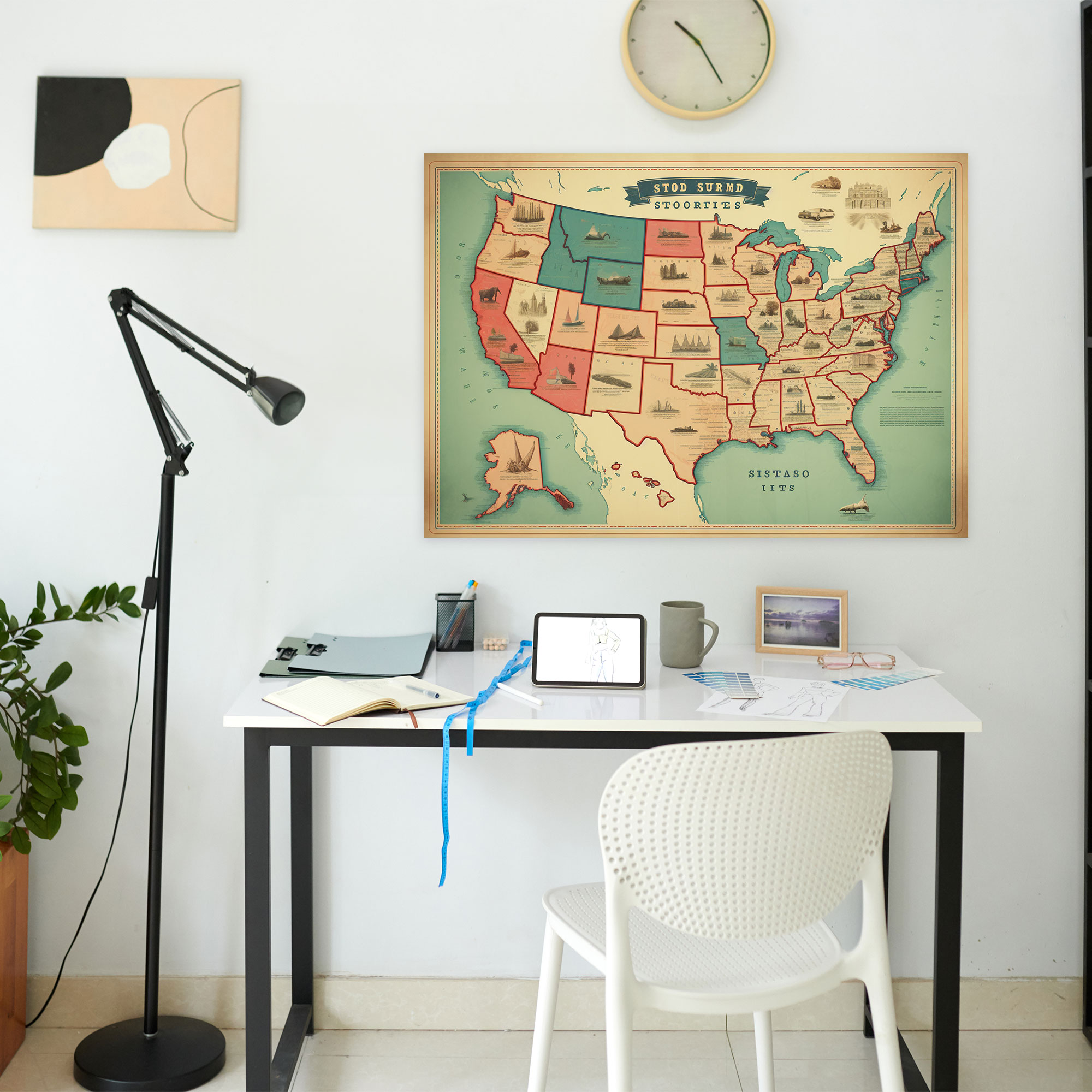 United States Of America Map Wall Art - United States Of America Map, Wall Art, Canvas, Canvas Wall Art