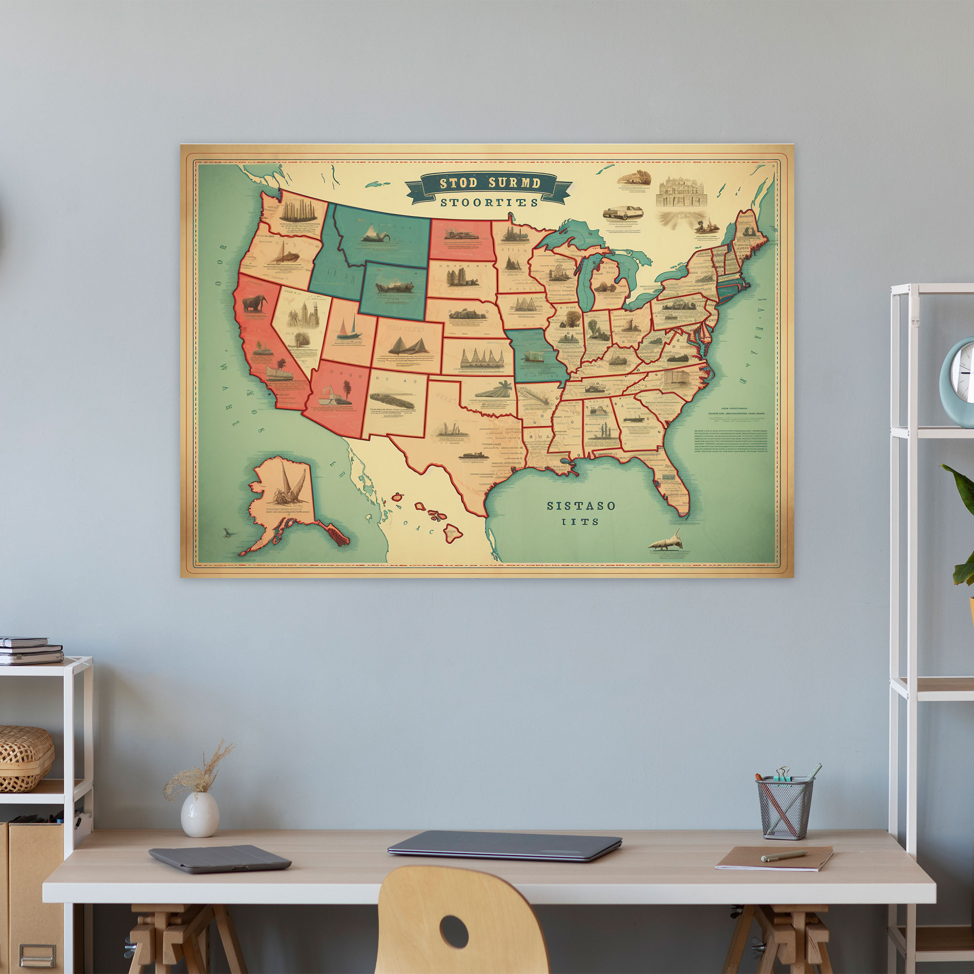 United States Of America Map Wall Art - United States Of America Map, Wall Art, Canvas, Canvas Wall Art