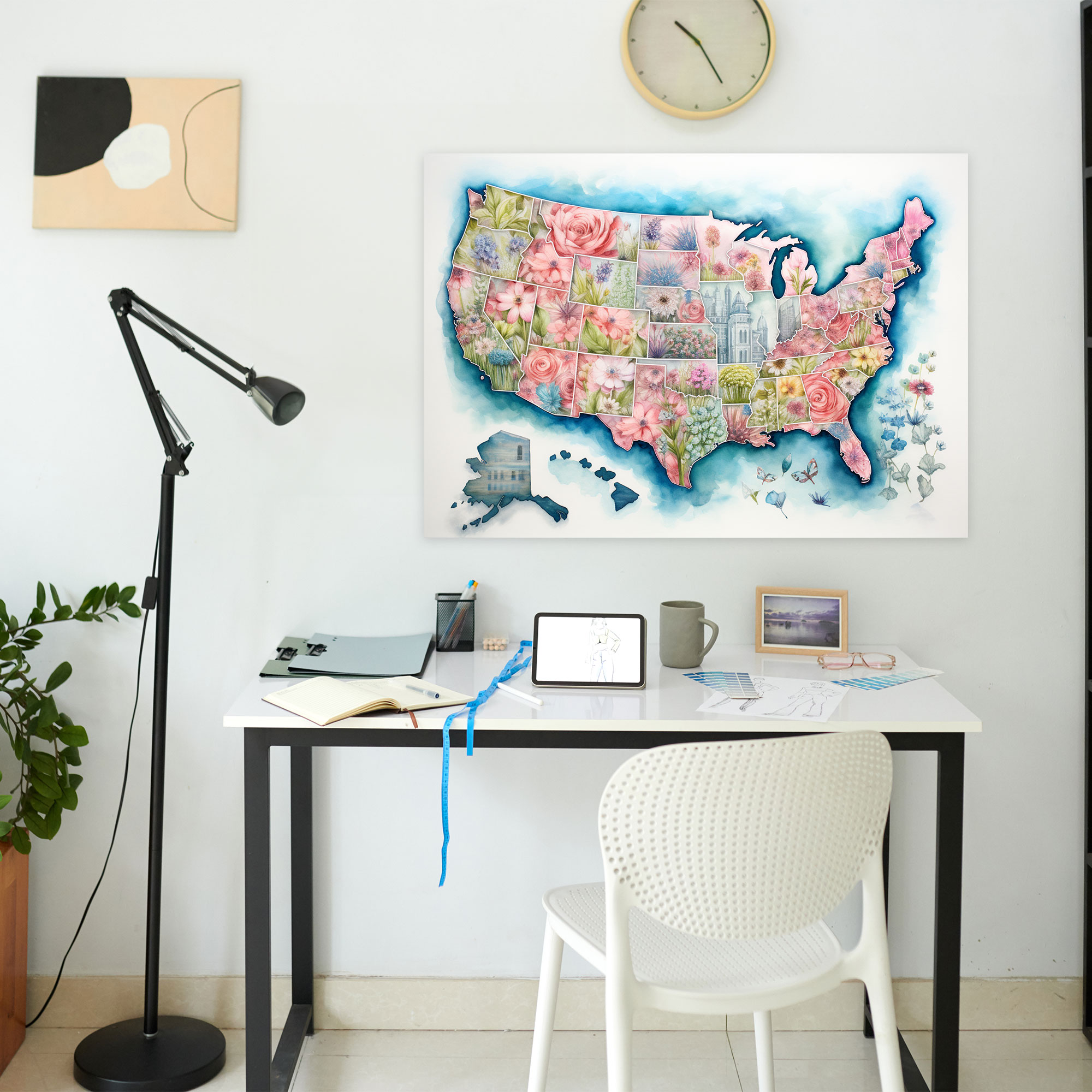 United States Of America Map Wall Decoration - United States Of America Map, Whimsical Wall Art, Canvas Wall Art, Wall Decoration