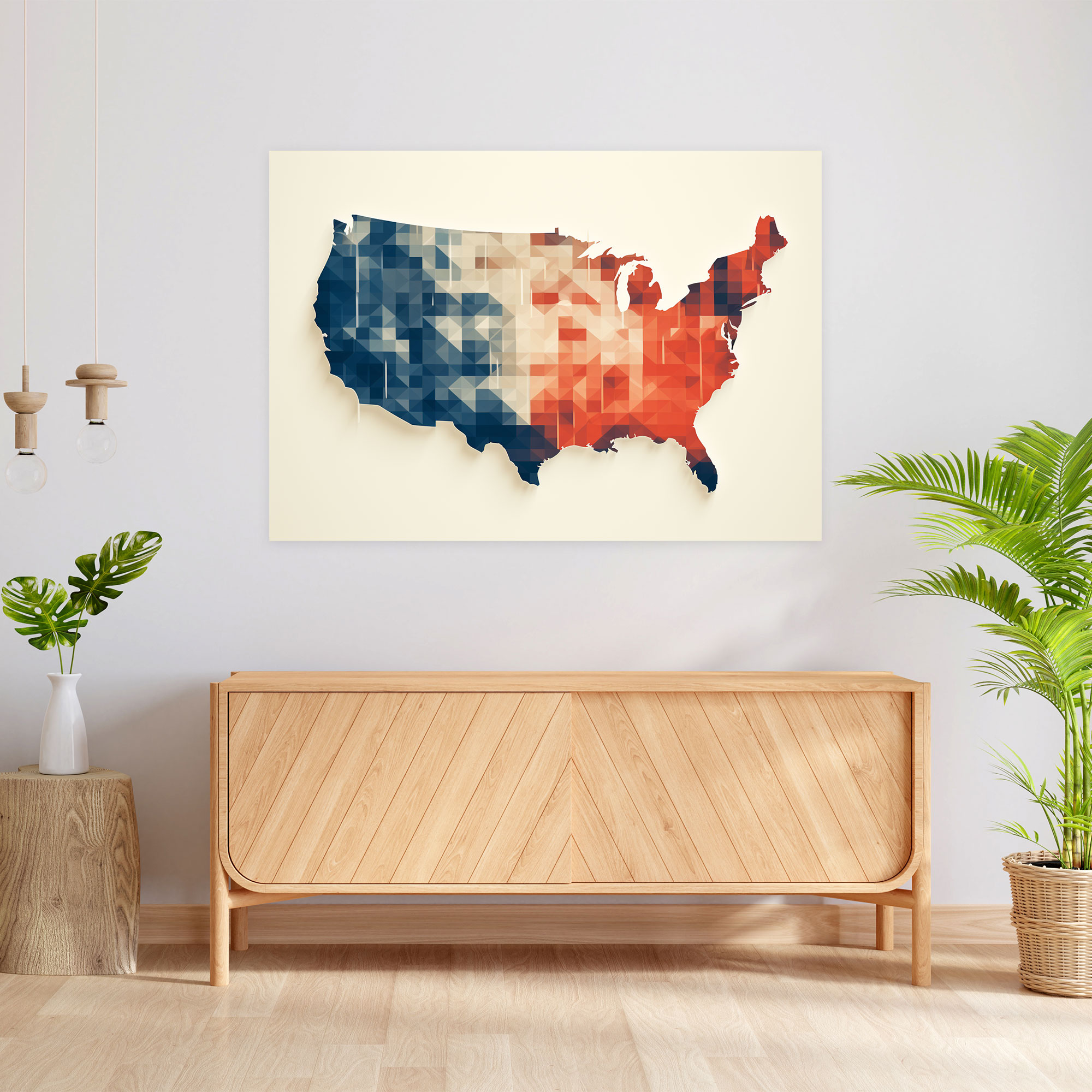 United States Of America Map Canvas Print - United States Of America Map, Contemporary Colors, Wall Decoration, Wall Art
