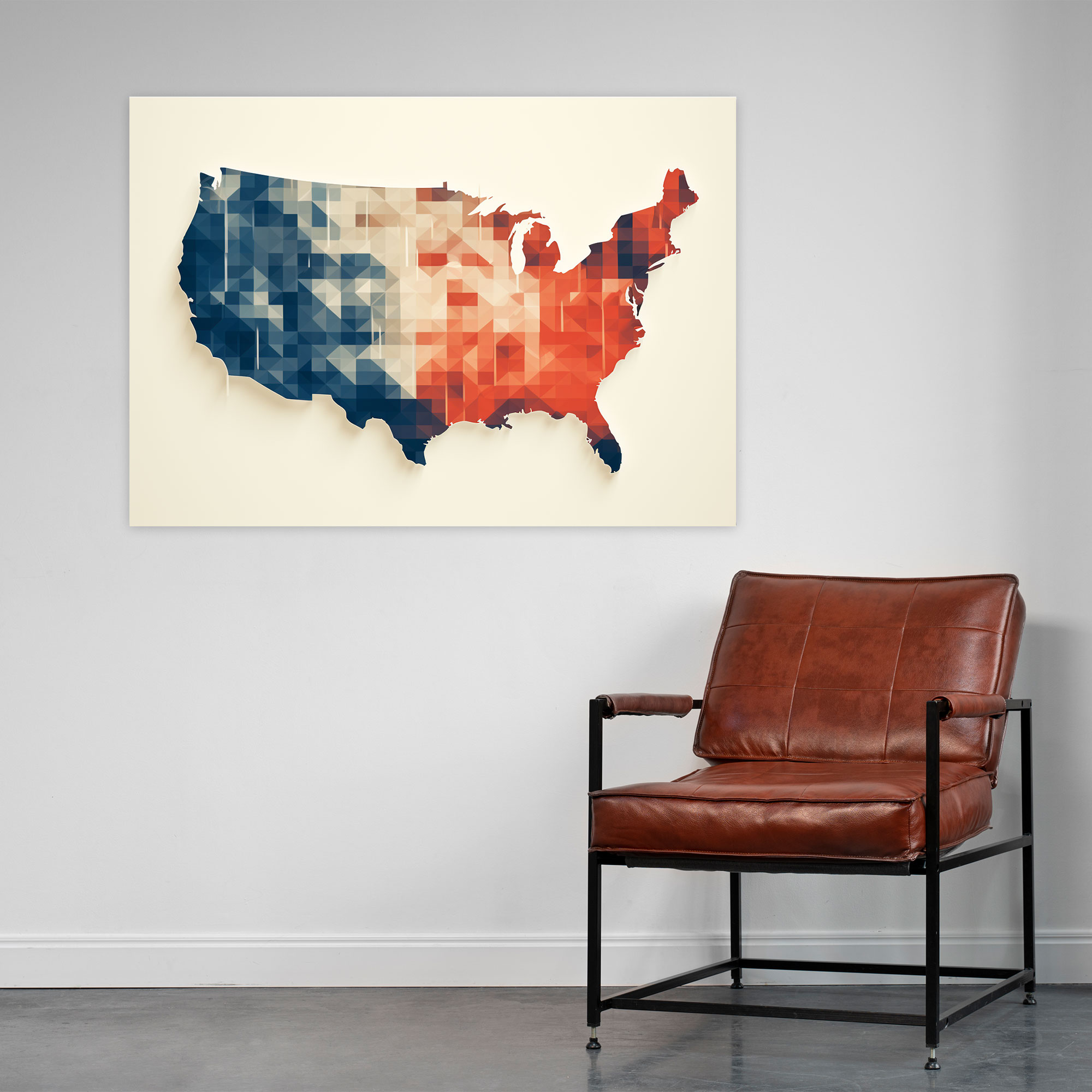 United States Of America Map Canvas Print - United States Of America Map, Contemporary Colors, Wall Decoration, Wall Art