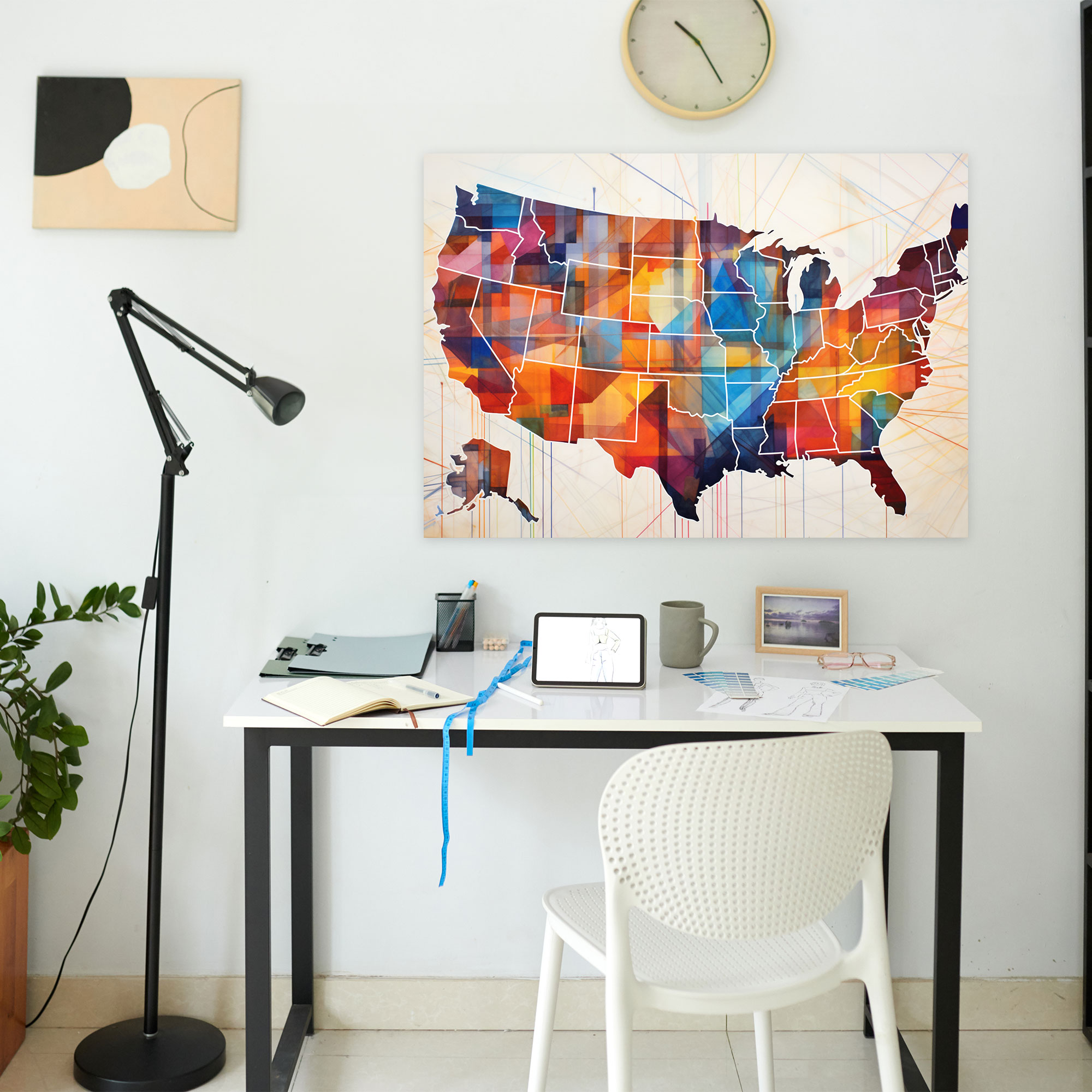 Contemporary United States Of America Map Canvas Print - United States Of America Map, Vibrant Hues, United States Of America Map, Wall Decoration