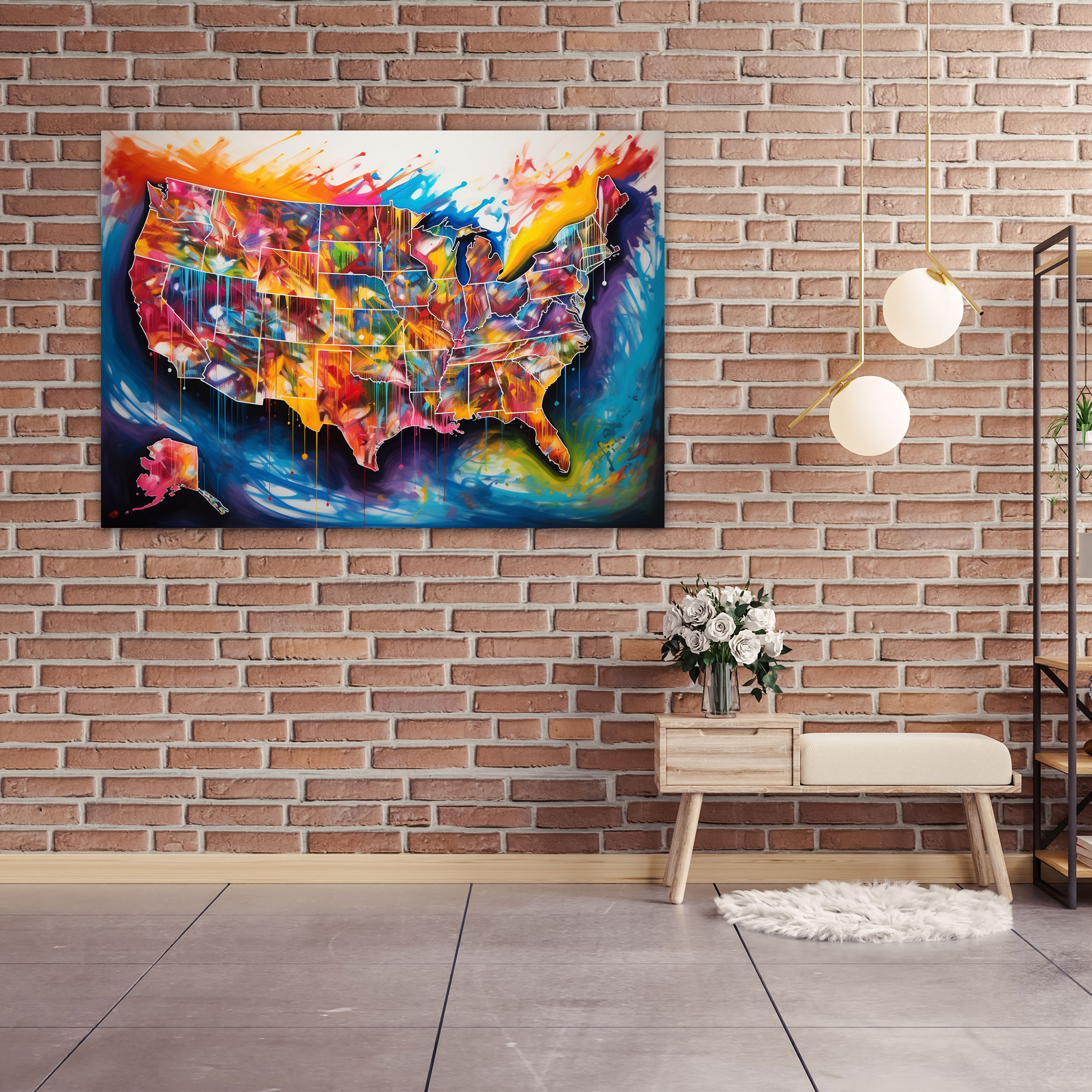 United States Of America Map Canvas Print - United States Of America Map, United States Of America Map, Canvas Print, Captivating