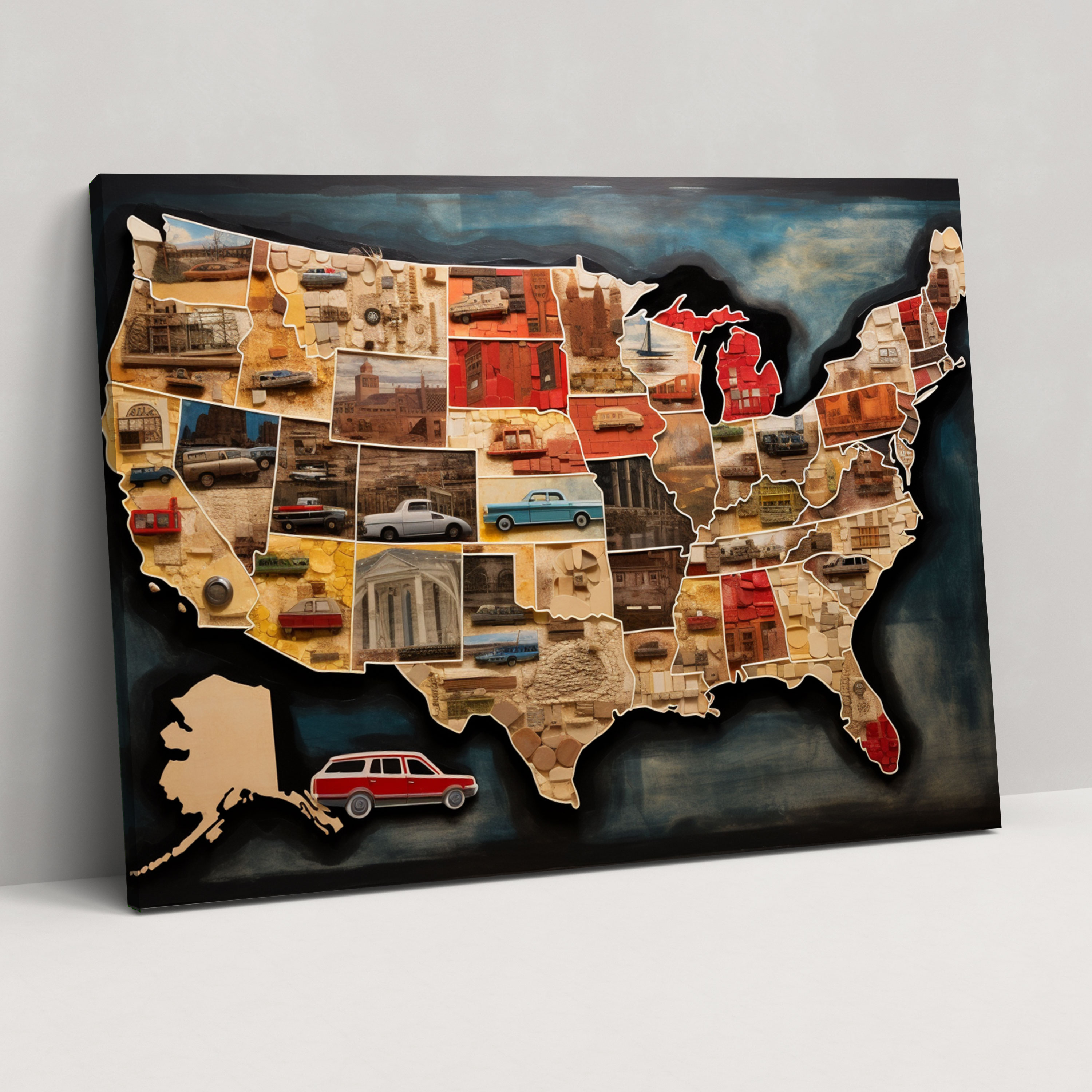 United States Of America Map Canvas Print - United States Of America Map, Creative, Home Decoration, Textured Materials
