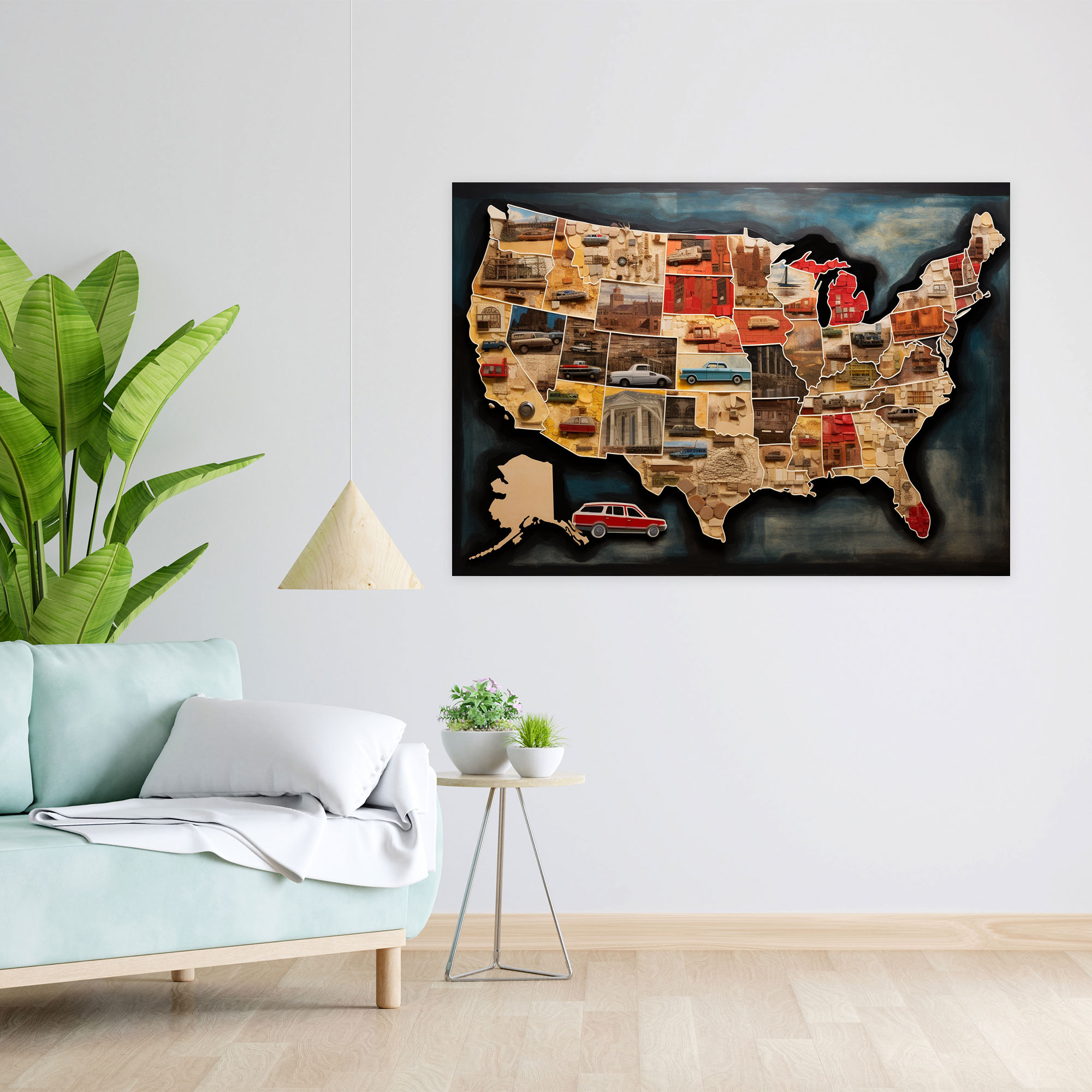 United States Of America Map Canvas Print - United States Of America Map, Creative, Home Decoration, Textured Materials