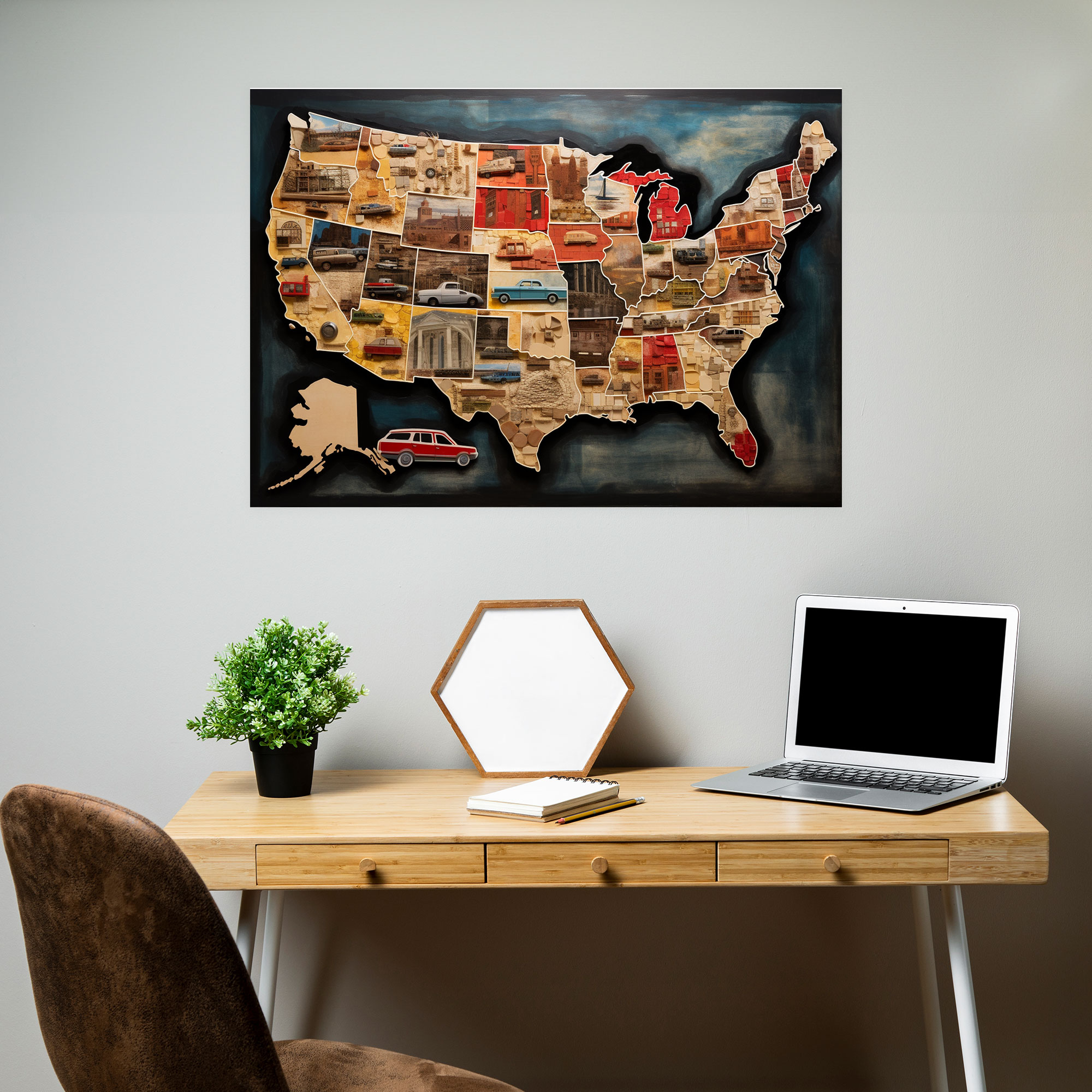 United States Of America Map Canvas Print - United States Of America Map, Creative, Home Decoration, Textured Materials
