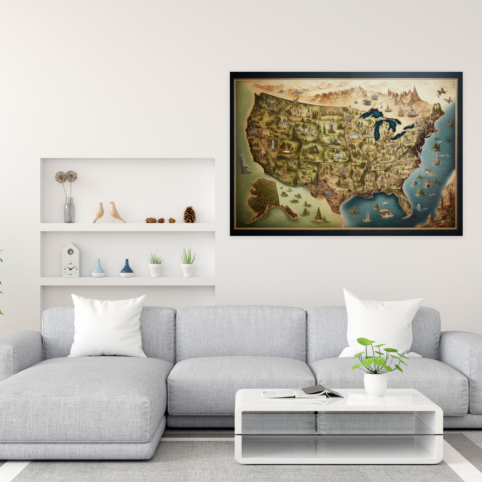 United States Of America Map Canvas Print - United States Of America Map, United States Of America Map, Canvas, Wall Art