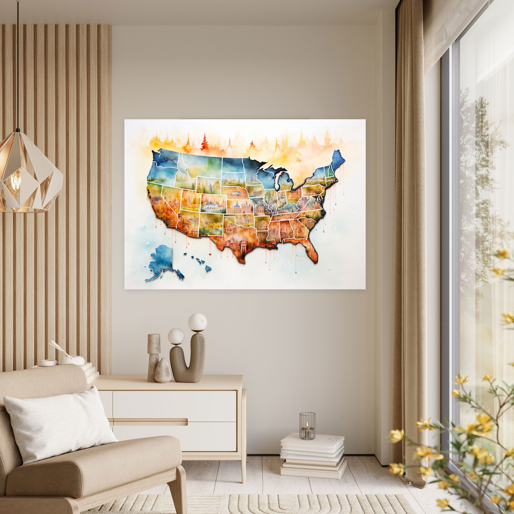 United States Of America Map Wall Art - United States Of America Map, Wall Decoration, United States Of America Map, Canvas