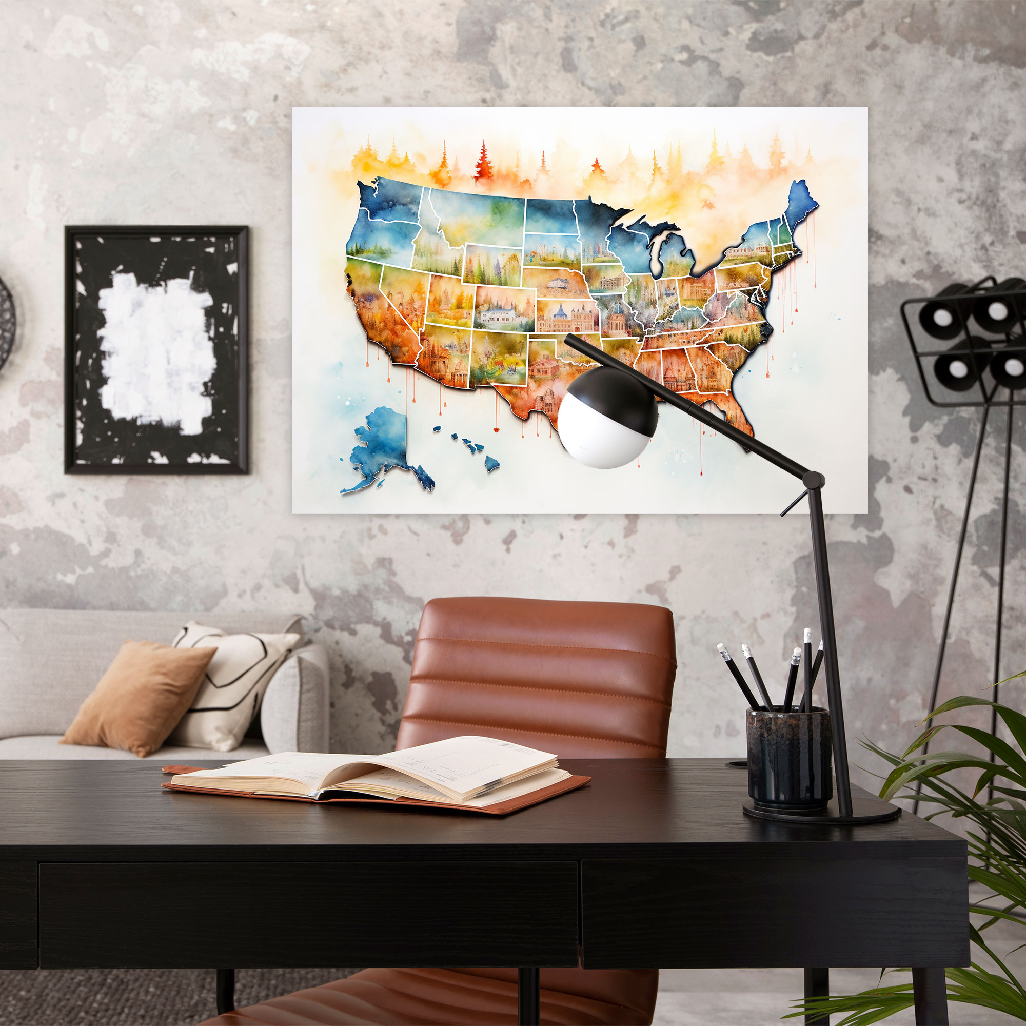 United States Of America Map Wall Art - United States Of America Map, Wall Decoration, United States Of America Map, Canvas