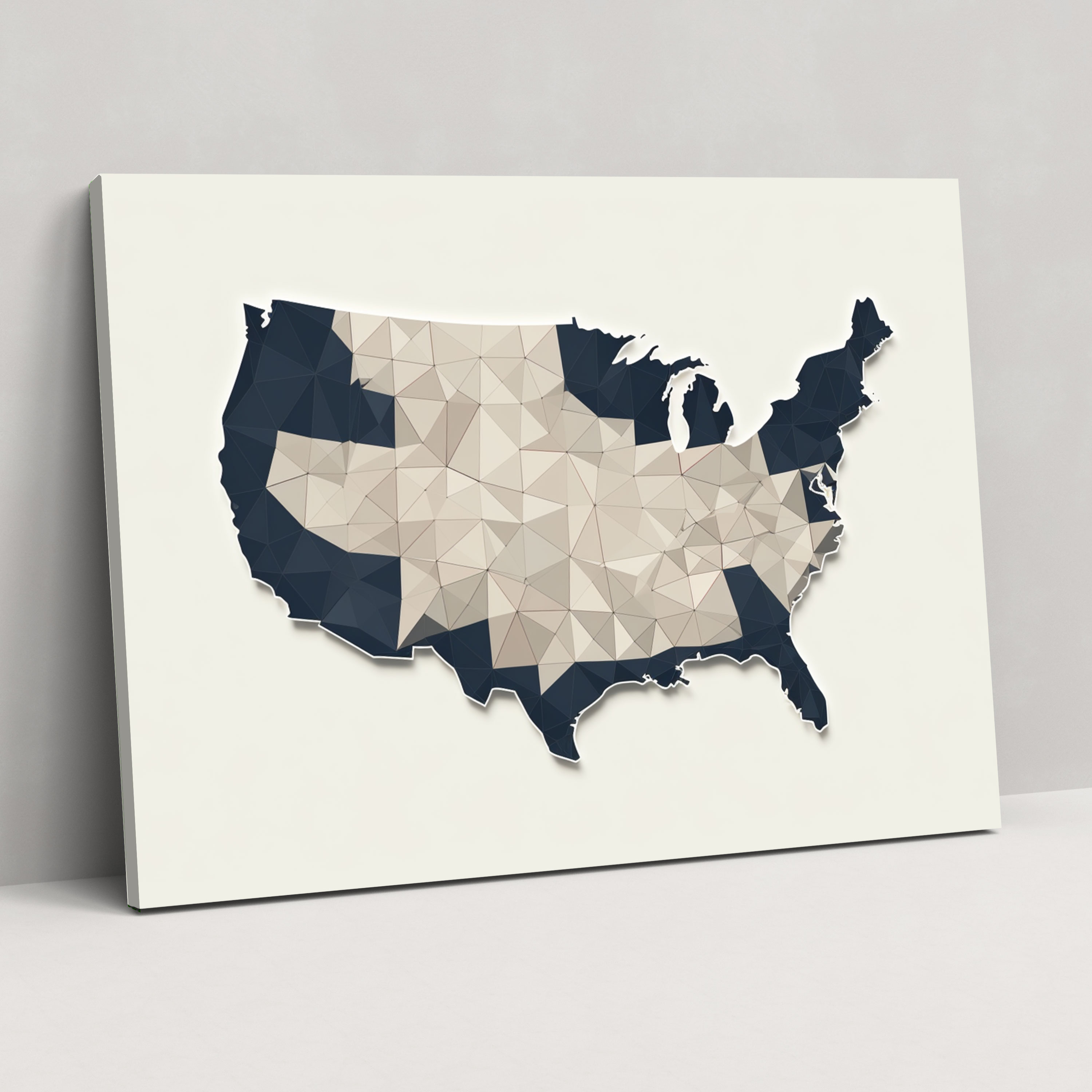 Minimalist United States Of America Map Canvas Print - United States Of America Map, Canvas Print, Monochromatic, Canvas Wall Art