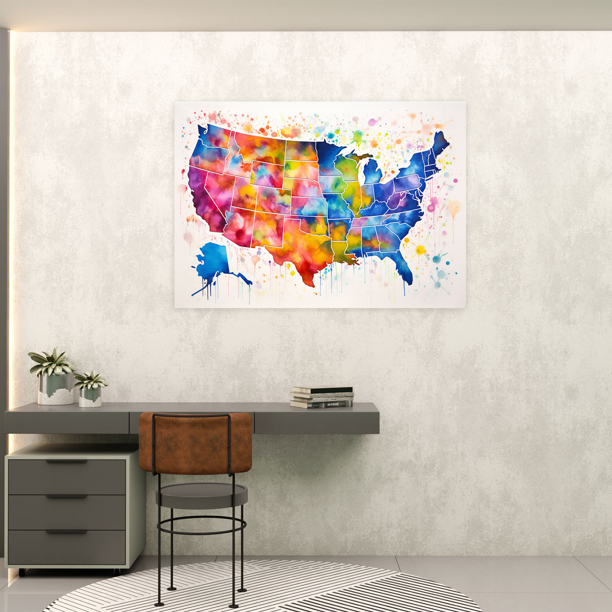 United States Of America Map Canvas Print - United States Of America Map, Wall Art, United States Of America Map, Canvas Print
