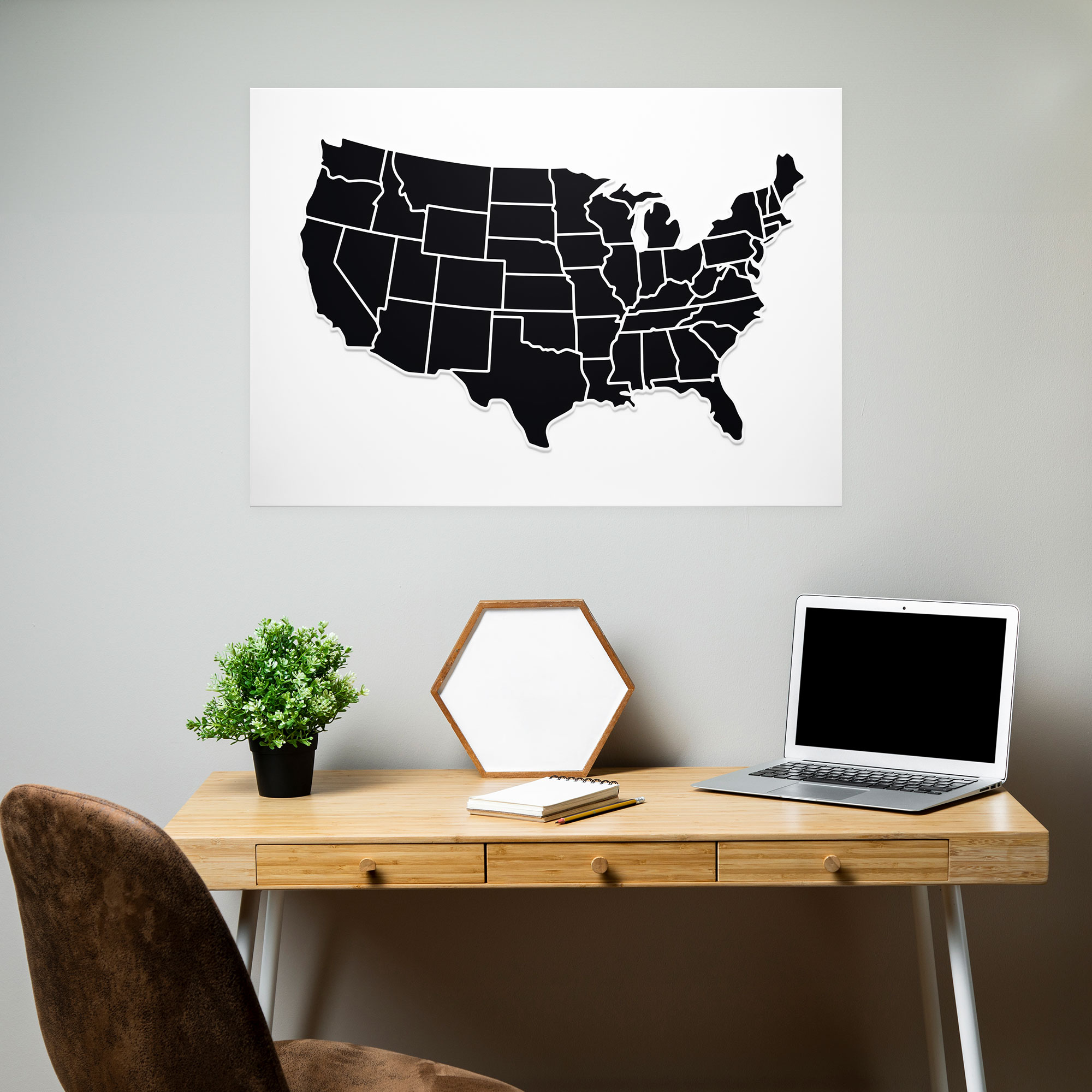 Minimalist United States Of America Map Wall Art - United States Of America Map, United States Of America Map, Home Decoration, Sleek