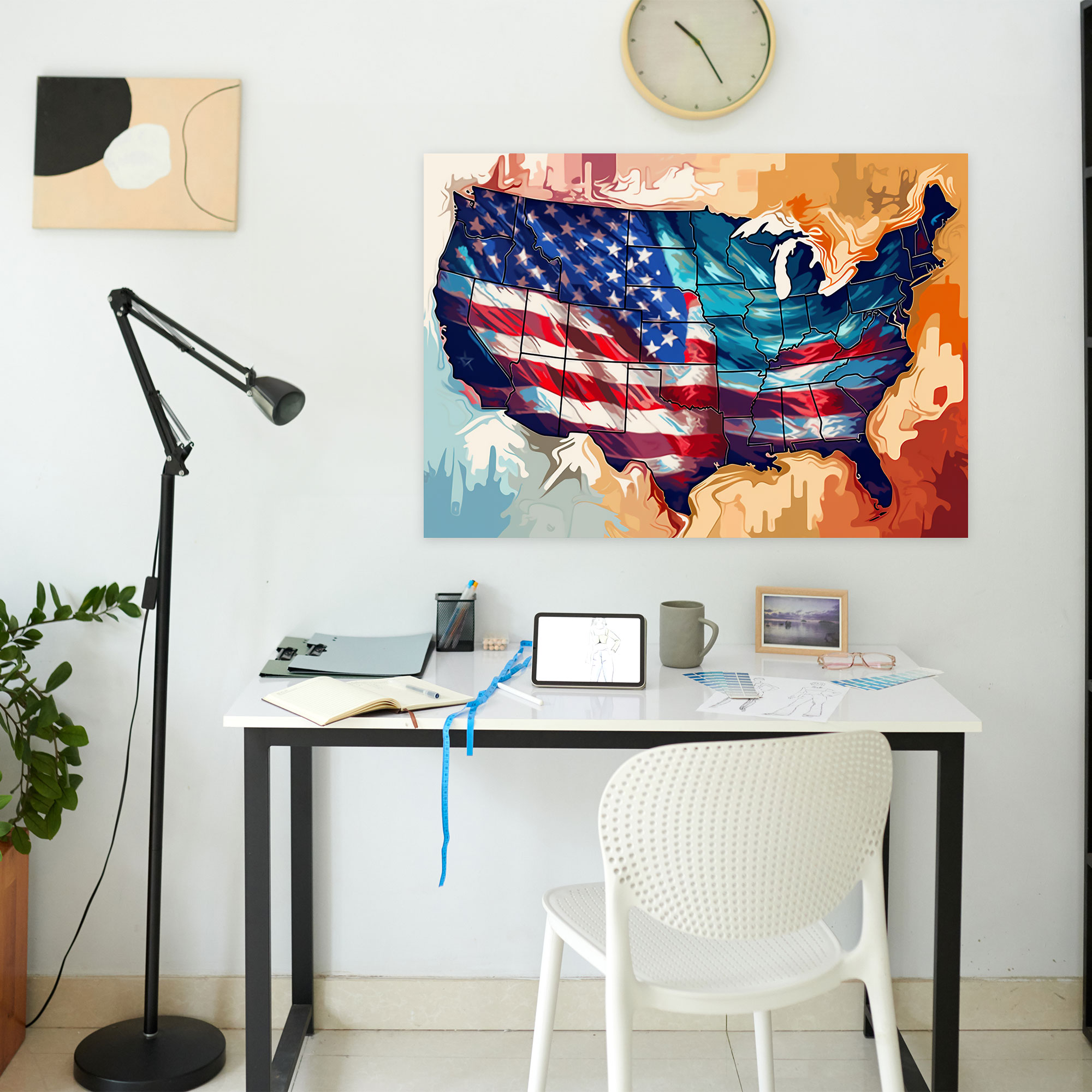 Pop Art United States Of America Map Canvas Print - United States Of America Map, Home Decoration, Wall Decoration, Pop Art Illustration
