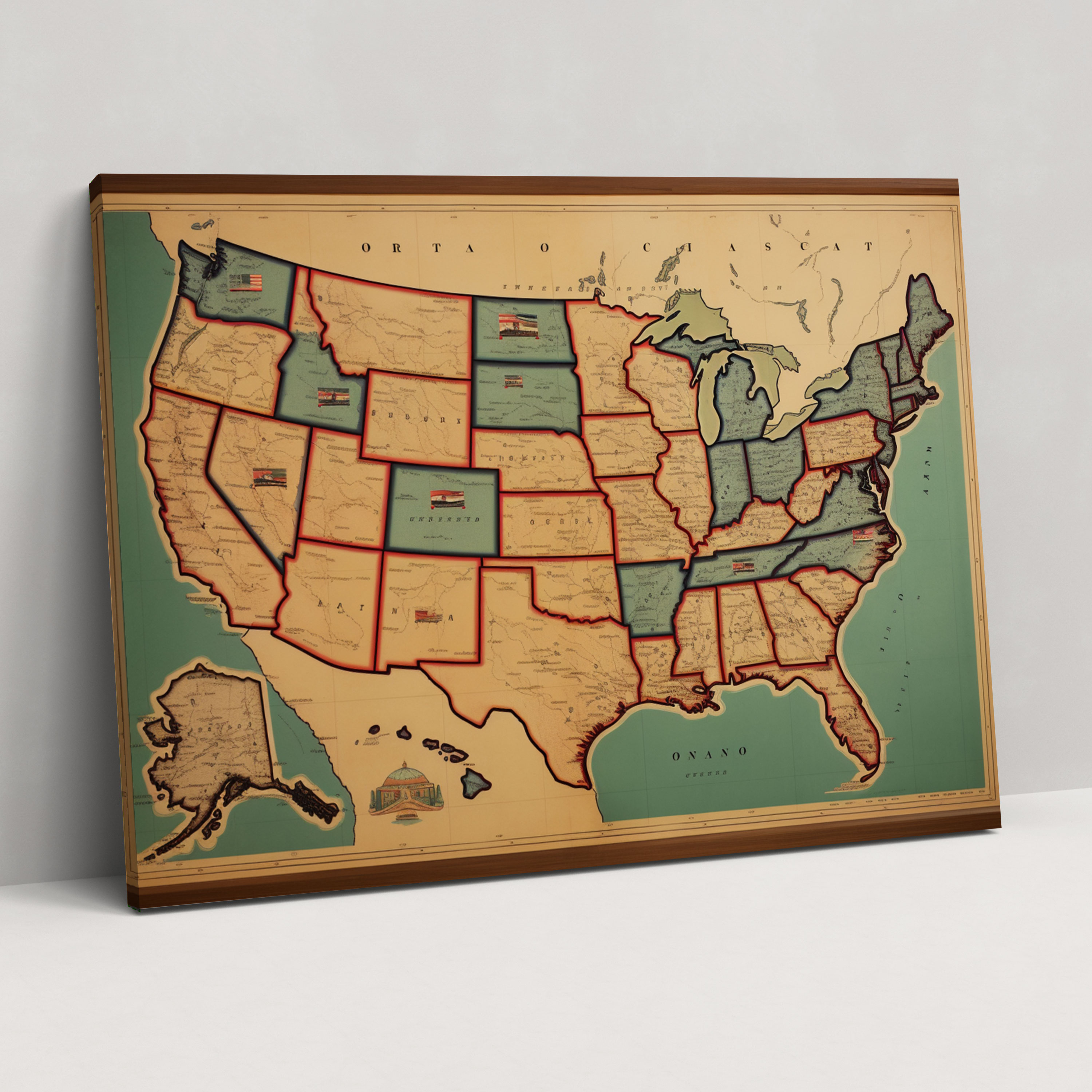 United States Of America Map Wall Art - United States Of America Map, Canvas Print, Home Decoration, Wall Art