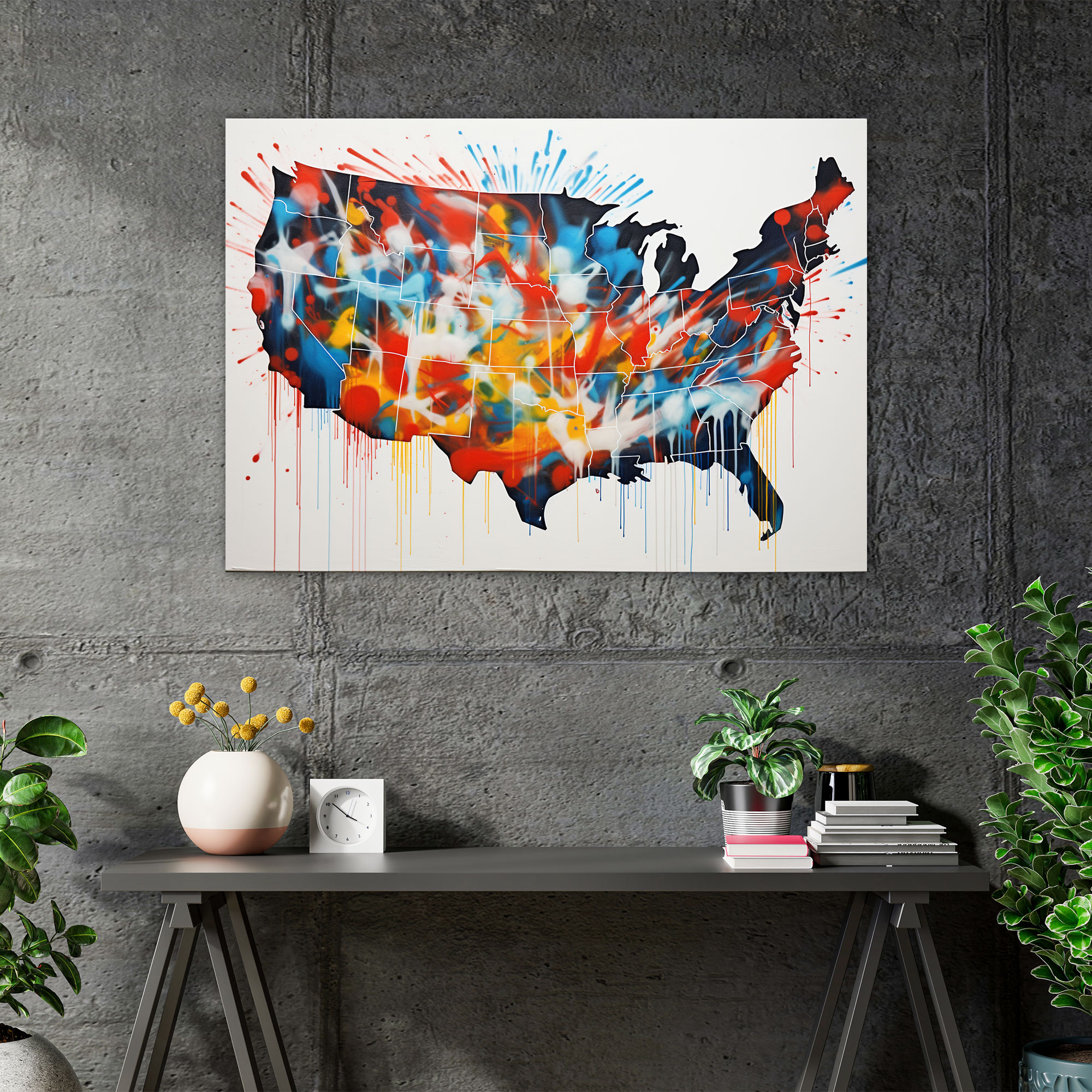 United States Of America Map Wall Art - United States Of America Map, Unconventional, Canvas, Canvas Print