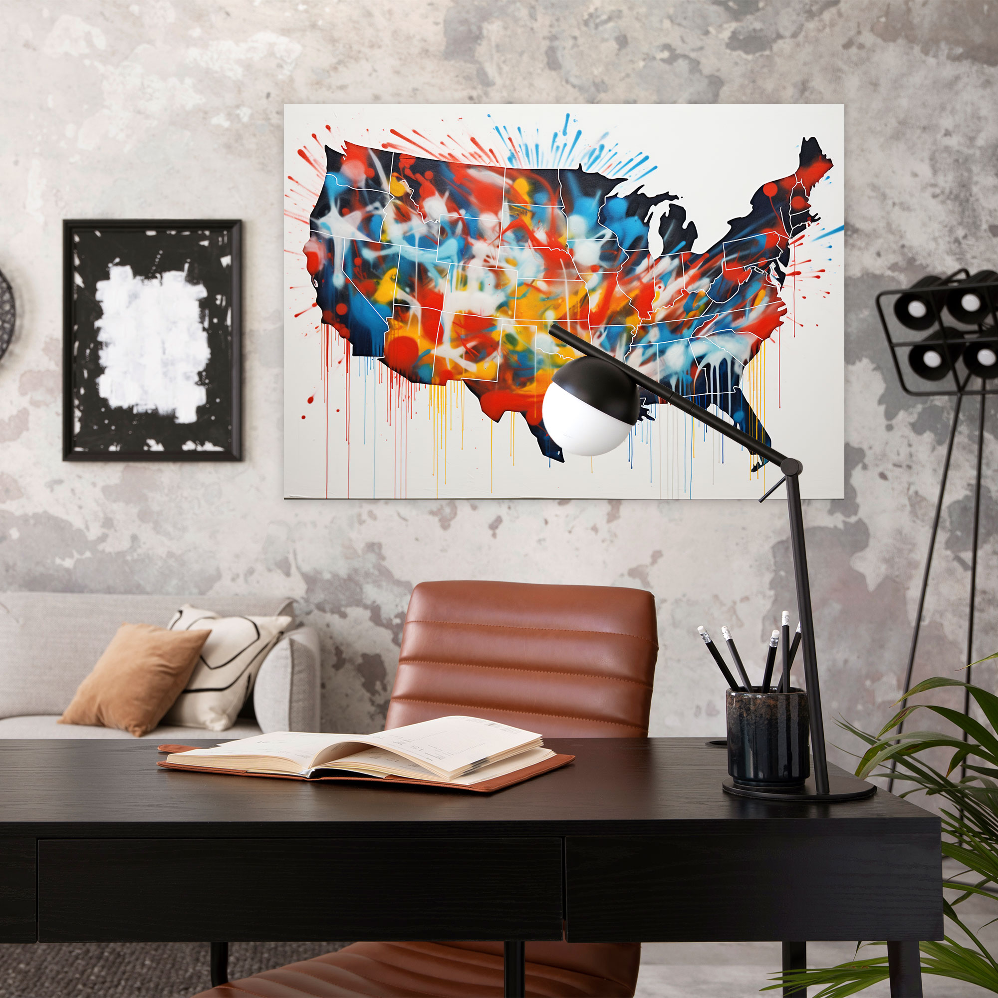 United States Of America Map Wall Art - United States Of America Map, Unconventional, Canvas, Canvas Print