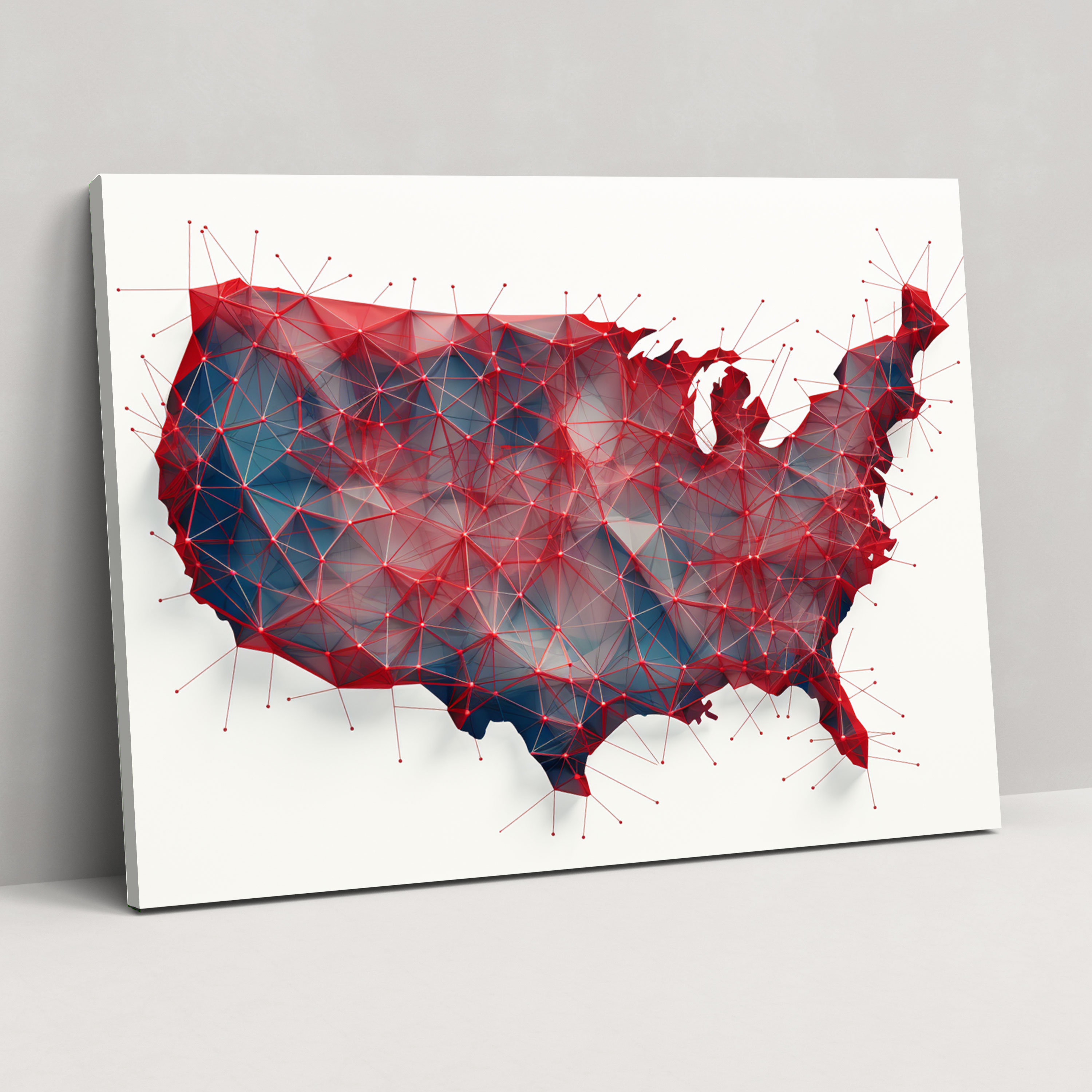 Modern United States Of America Map Wall Art - United States Of America Map, Contemporary Design, Wall Decoration, Canvas Print