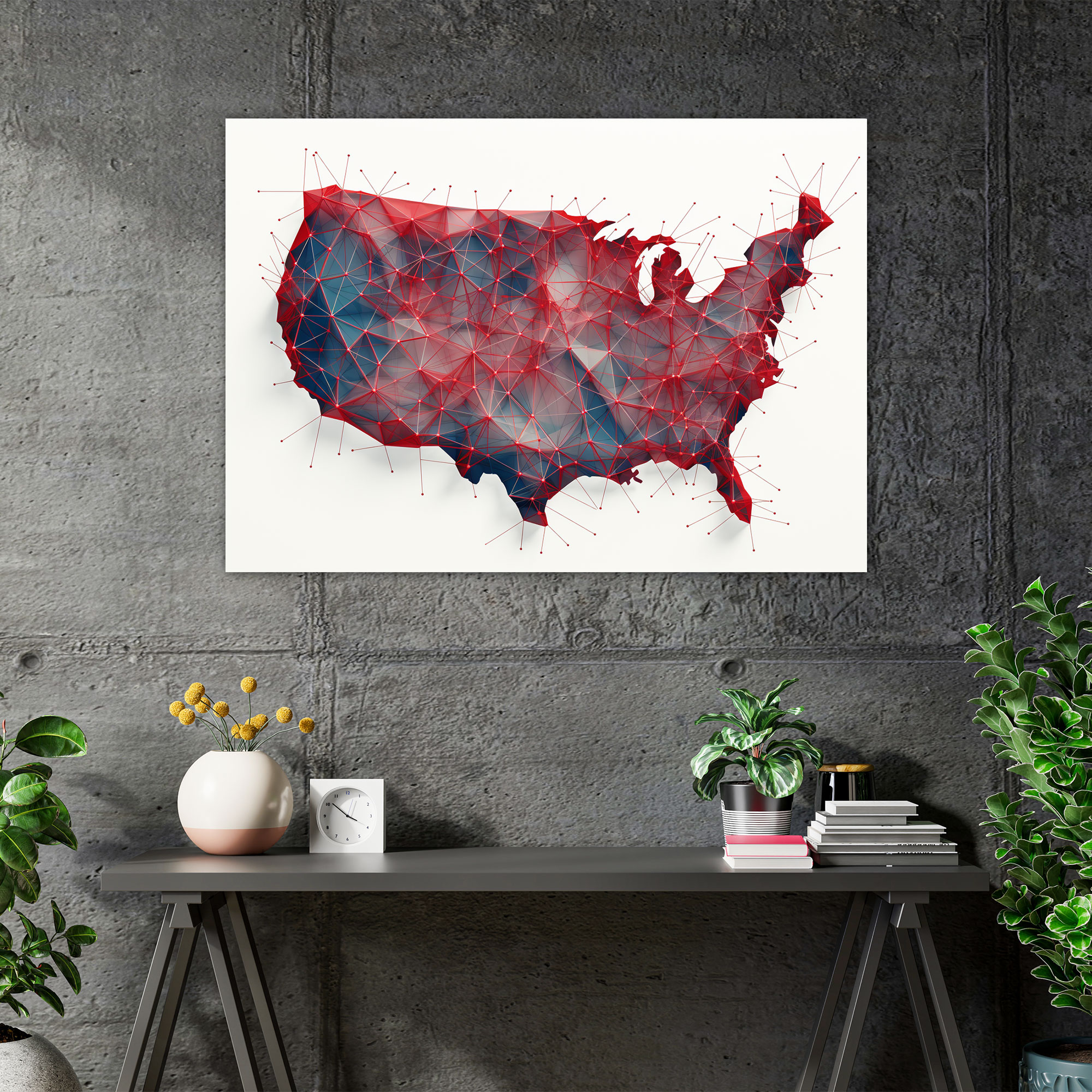 Modern United States Of America Map Wall Art - United States Of America Map, Contemporary Design, Wall Decoration, Canvas Print