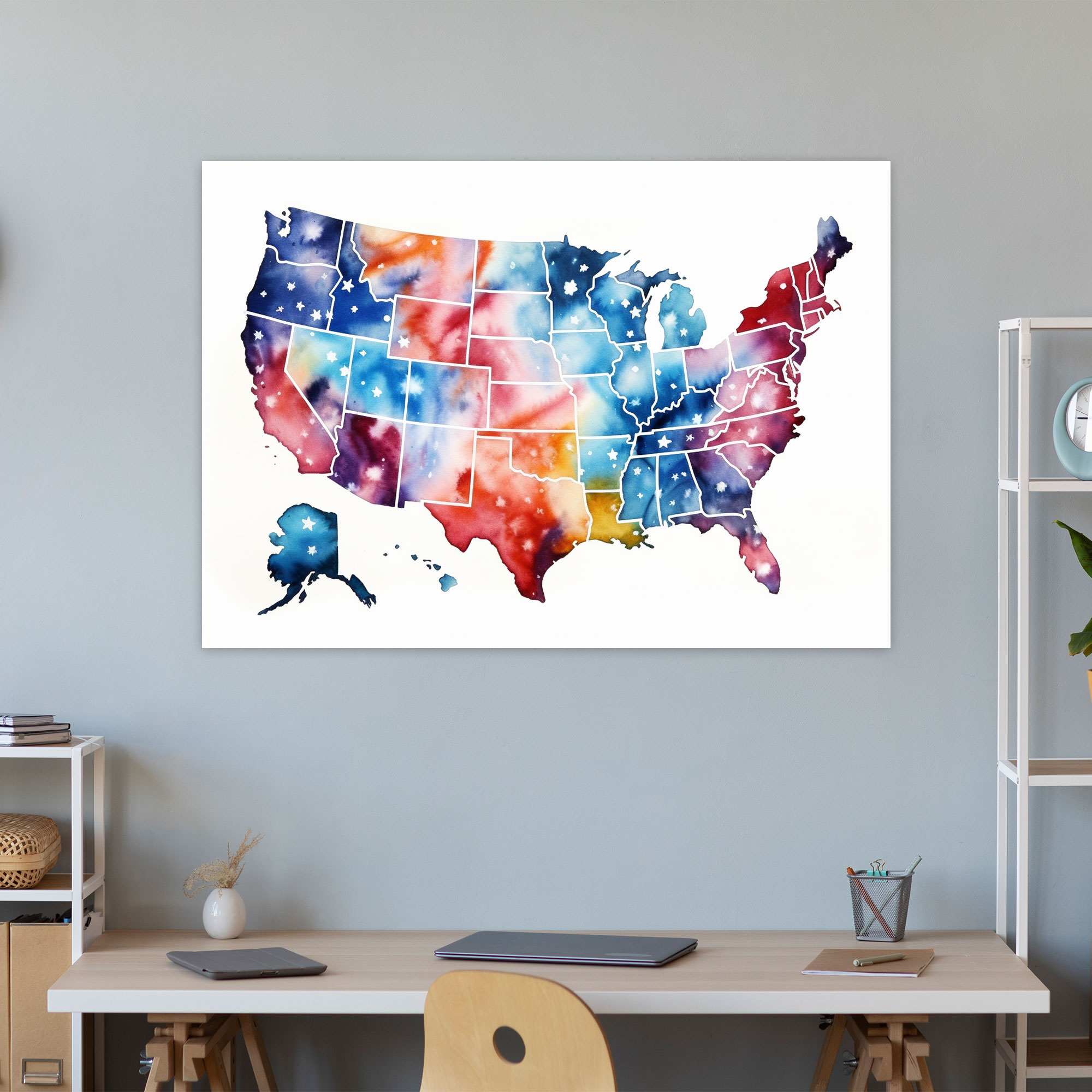 Colorful United States Of America Map Wall Decoration - United States Of America Map, Wall Art, Delicate Touch, Colorful Map