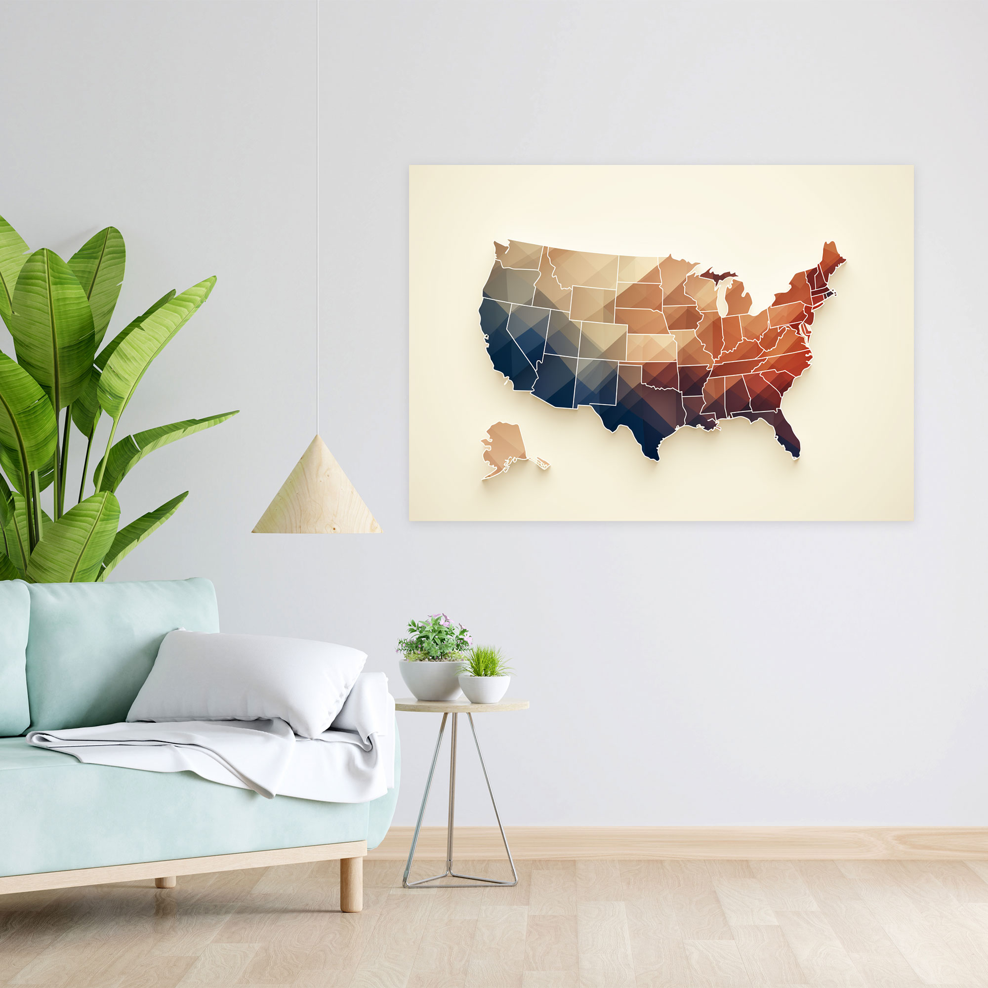 Minimalist United States Of America Map Canvas Print - United States Of America Map, Wall Art, Clean Lines, Minimalist Design