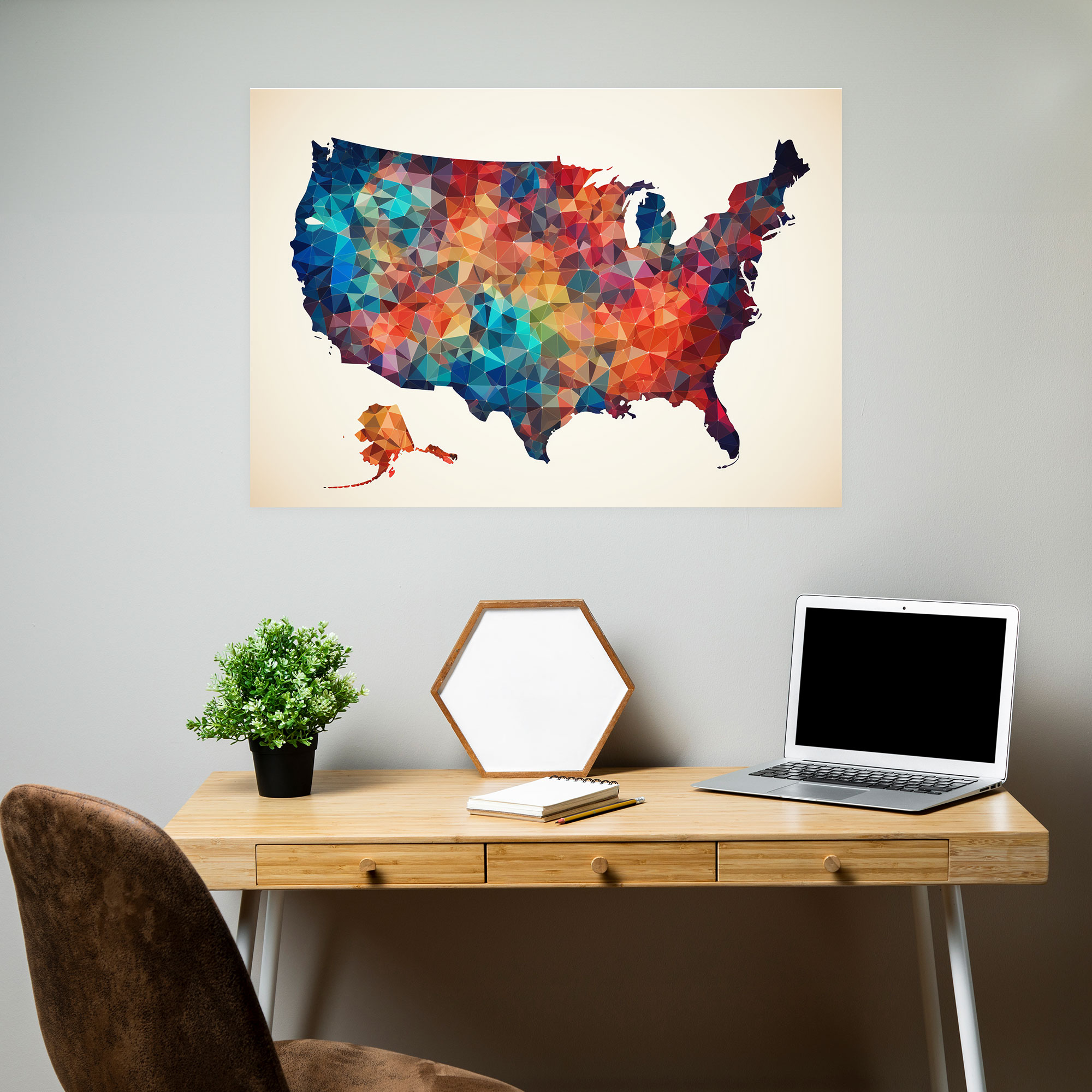 Geometric United States Of America Map Wall Decoration - United States Of America Map, United States Of America Map, Canvas Print, Wall Decoration