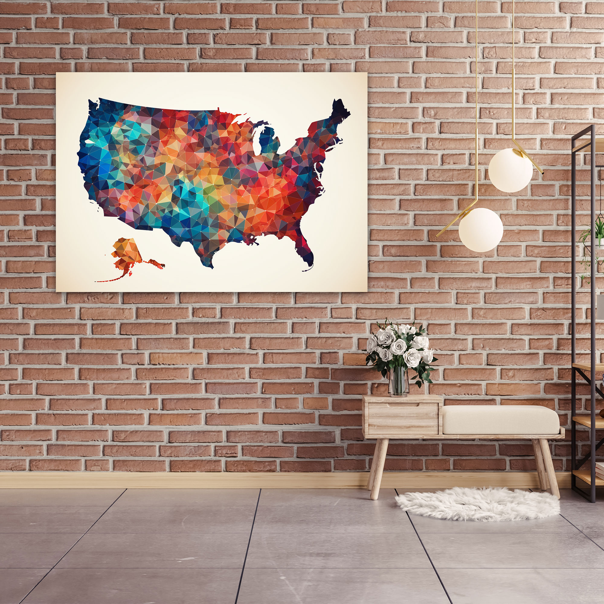 Geometric United States Of America Map Wall Decoration - United States Of America Map, United States Of America Map, Canvas Print, Wall Decoration