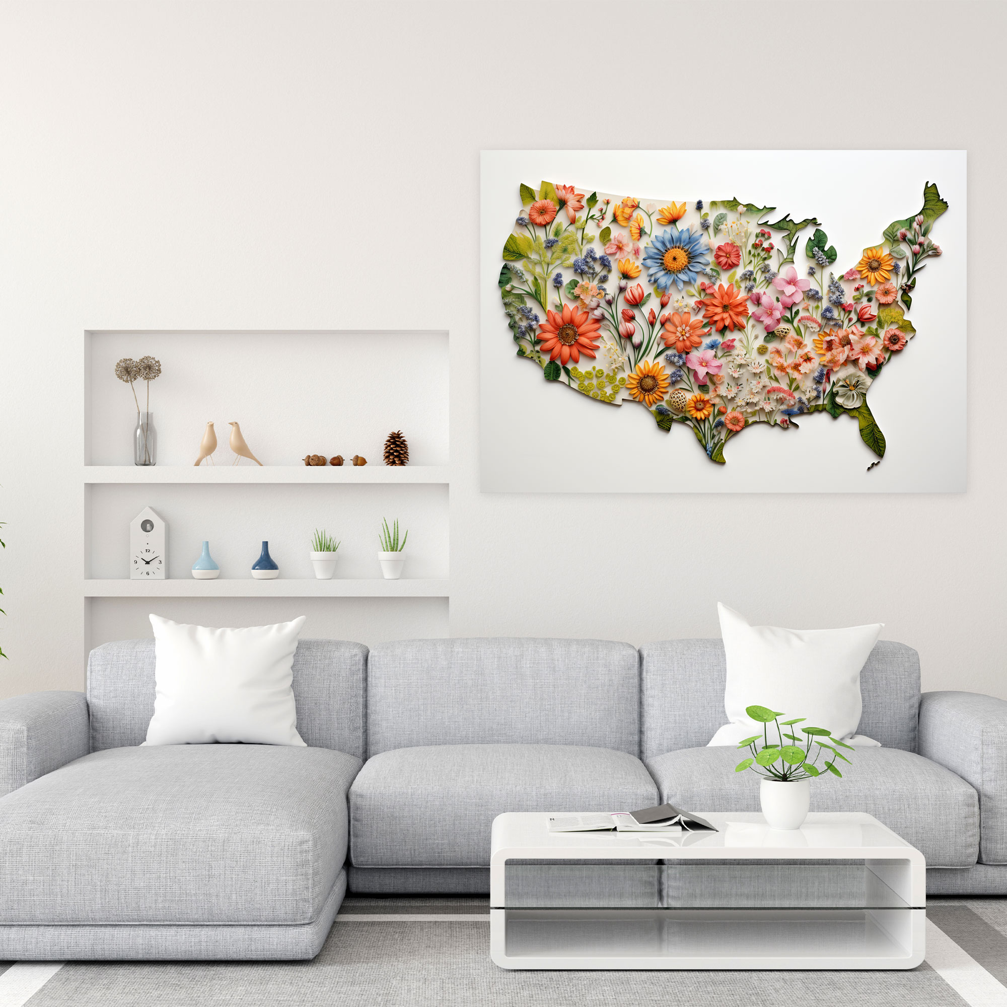 Nature-Inspired United States Of America Map Canvas Print - United States Of America Map, Wall Art, Canvas Print, United States Of America Map