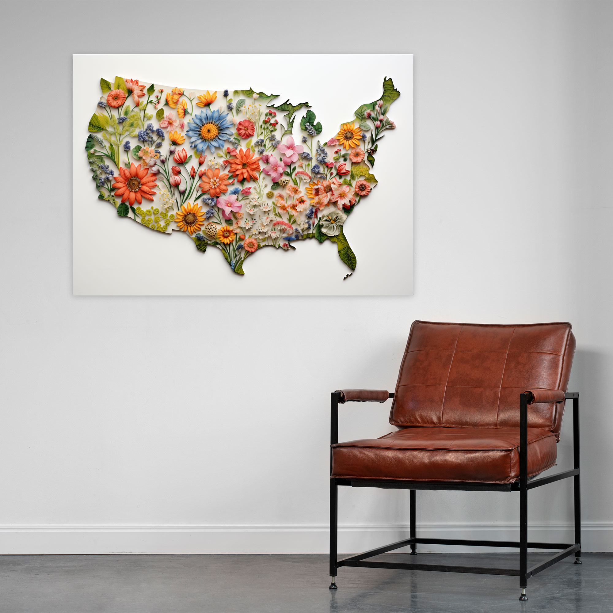 Nature-Inspired United States Of America Map Canvas Print - United States Of America Map, Wall Art, Canvas Print, United States Of America Map