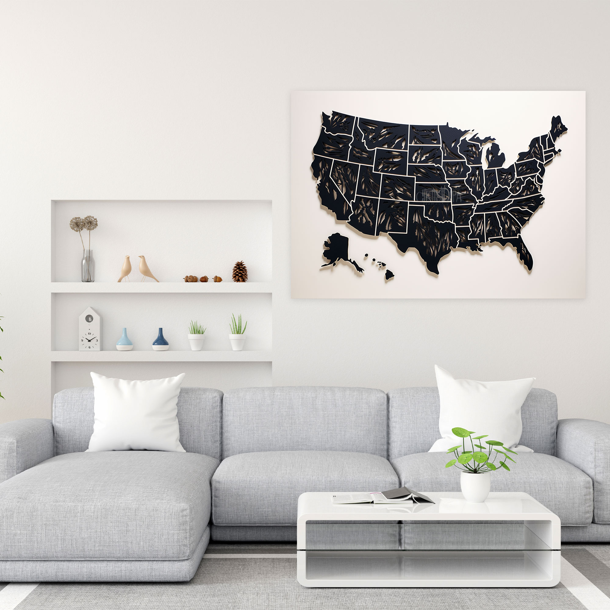 United States Of America Map Wall Decoration - United States Of America Map, United States Of America Map, Home Decoration, Canvas