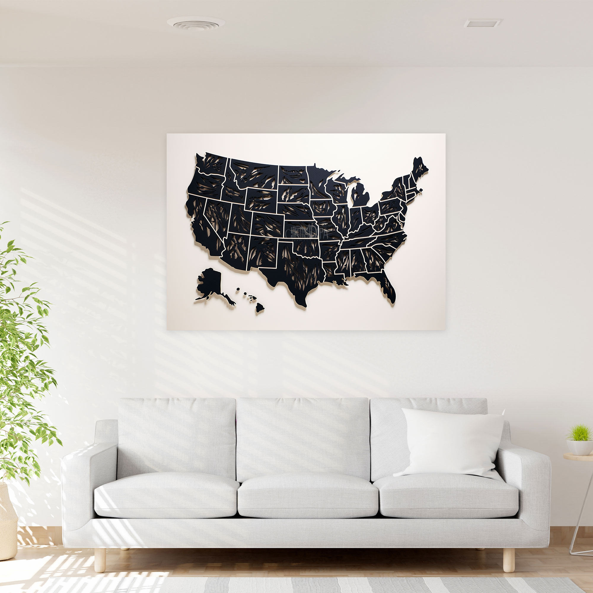 United States Of America Map Wall Decoration - United States Of America Map, United States Of America Map, Home Decoration, Canvas