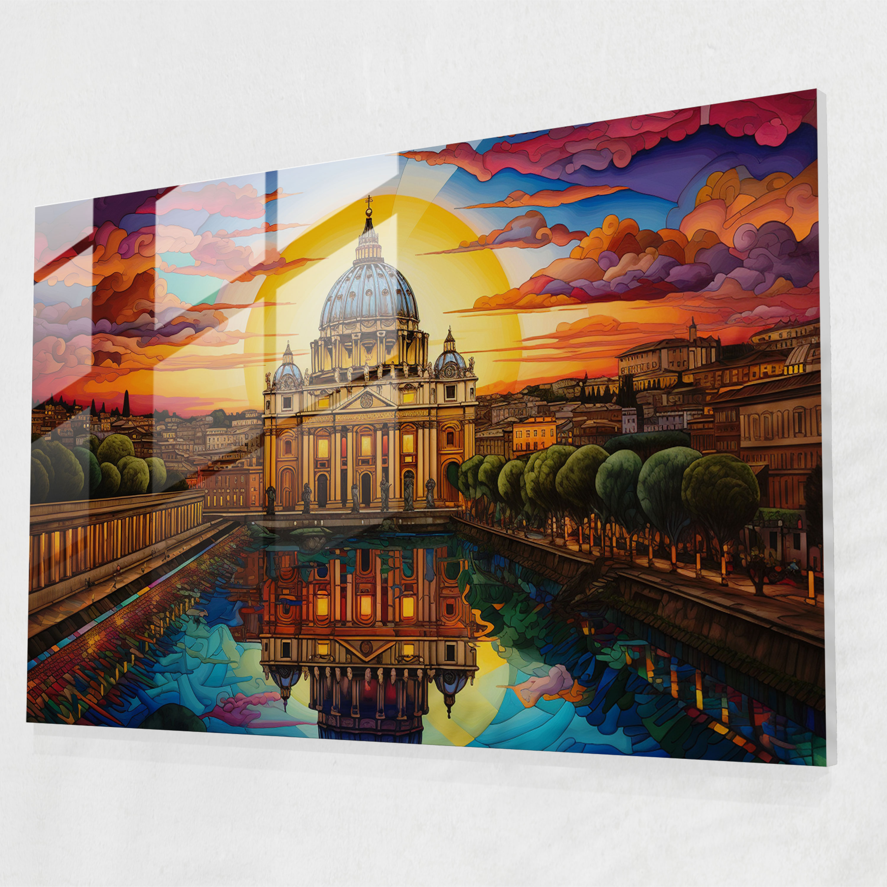 Vatican Glass Print - Majestic Vatican City Stained Glass Wall Art - Vatican, Vatican City, Majestic View, Wall Decoration