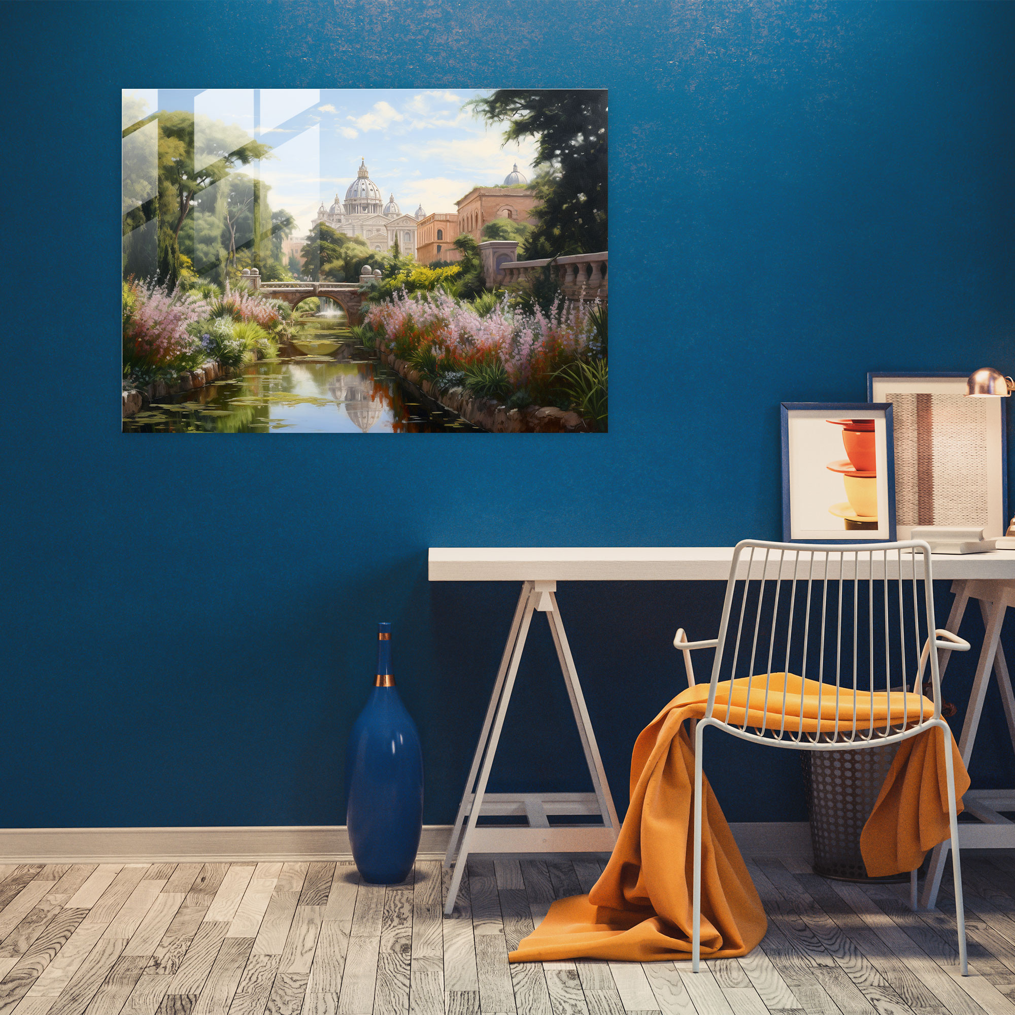 Vatican Glass Print - Serene Vatican Gardens Impressionist Glass Wall Art - Vatican, Glass Art, Vatican, Glass Print