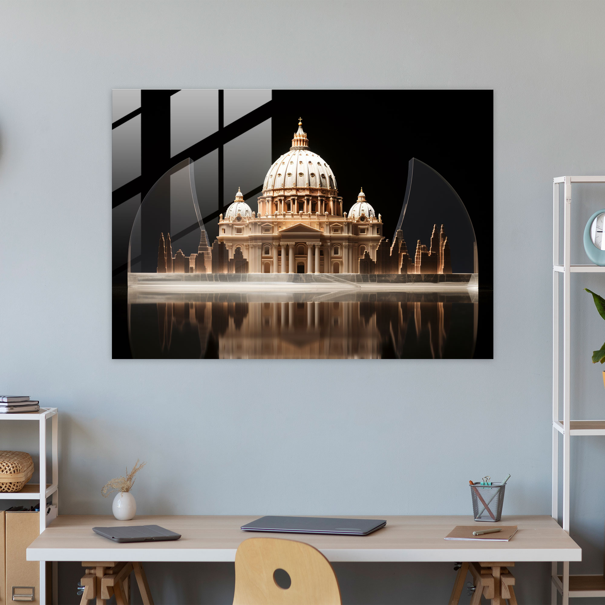 Vatican Glass Print - Sleek St. Peter's Basilica Minimalist Glass Wall Art - Vatican, Glass Print, Minimalist Sculpture, Wall Decoration