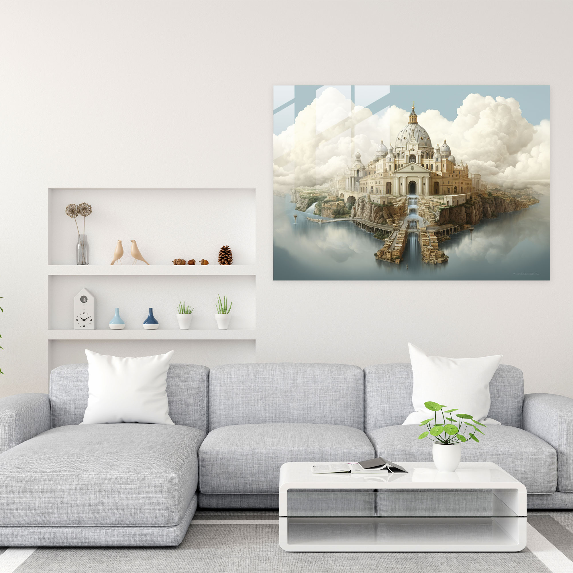 Vatican Glass Print - Dreamlike Vatican City Surrealist Glass Wall Art - Vatican, Dreamlike Interpretation, Surrealist Artwork, Glass Print