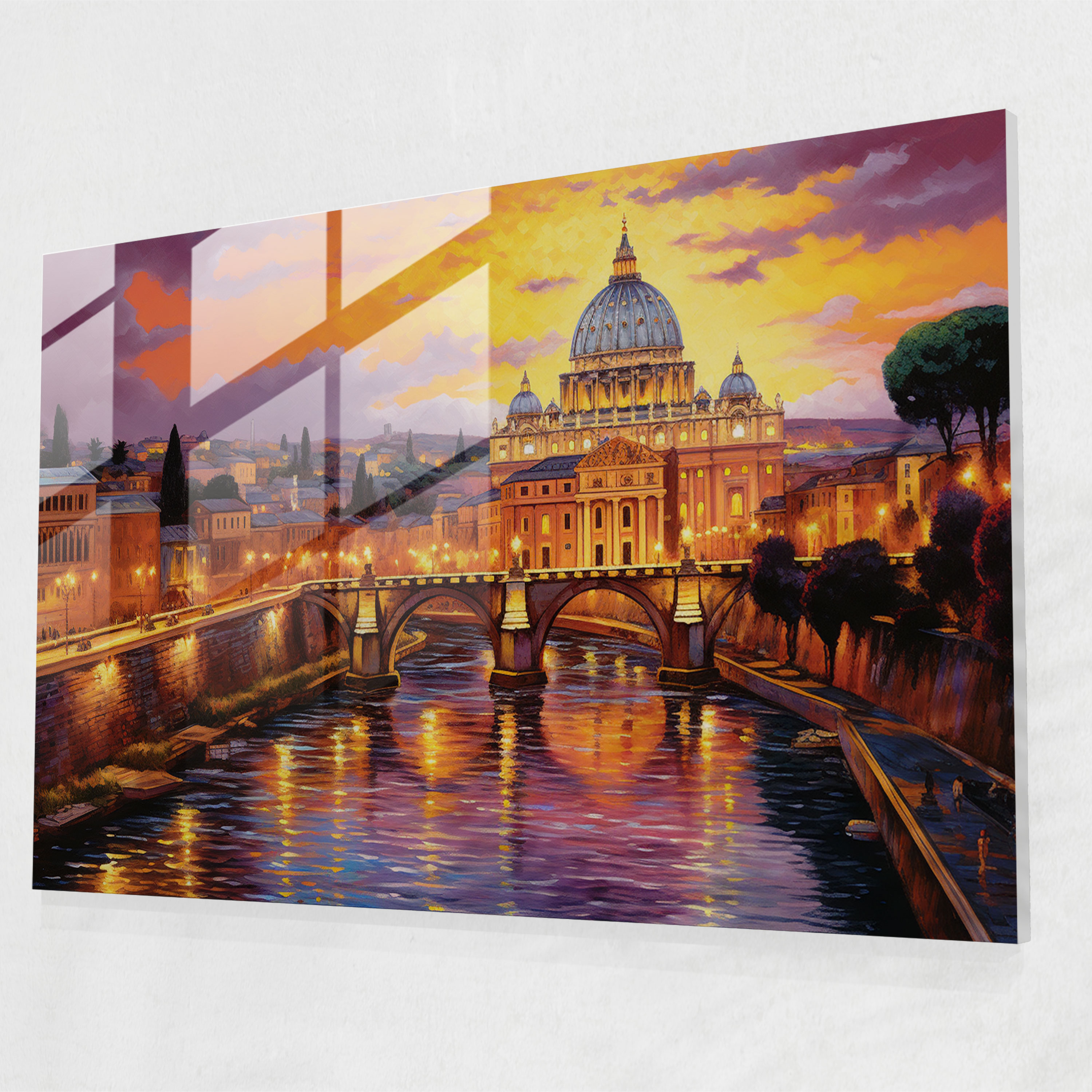 Vatican Glass Print: Sunset Over Vatican City - Vatican, Sunset, Glass Art, Wall Decoration