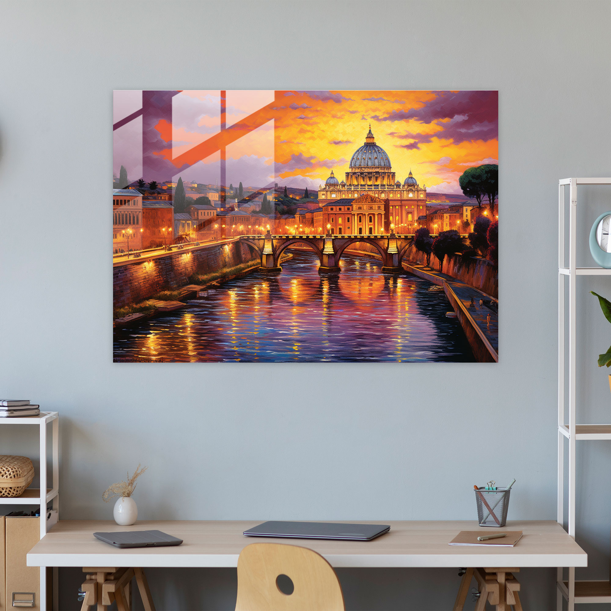 Vatican Glass Print: Sunset Over Vatican City - Vatican, Sunset, Glass Art, Wall Decoration