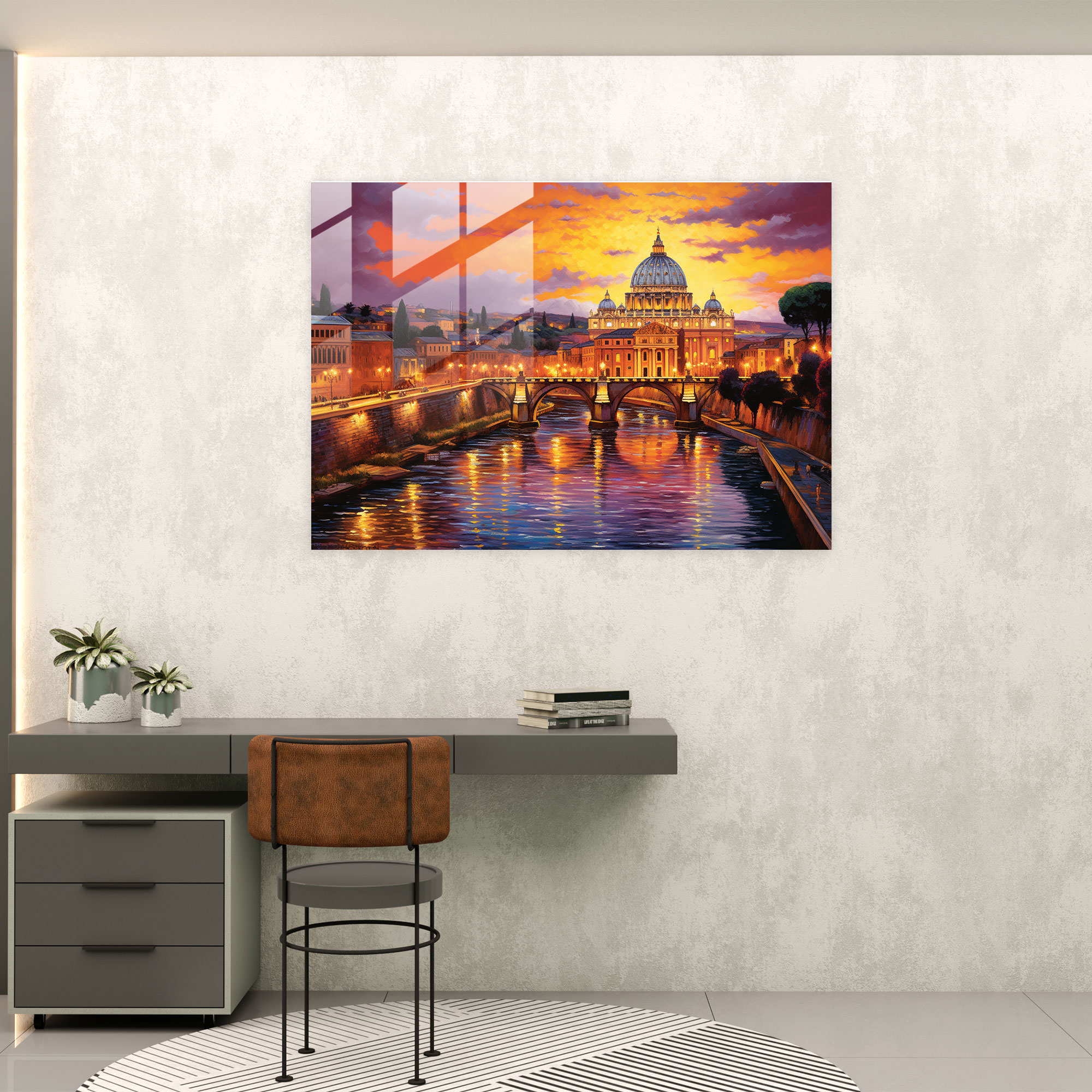 Vatican Glass Print: Sunset Over Vatican City - Vatican, Sunset, Glass Art, Wall Decoration