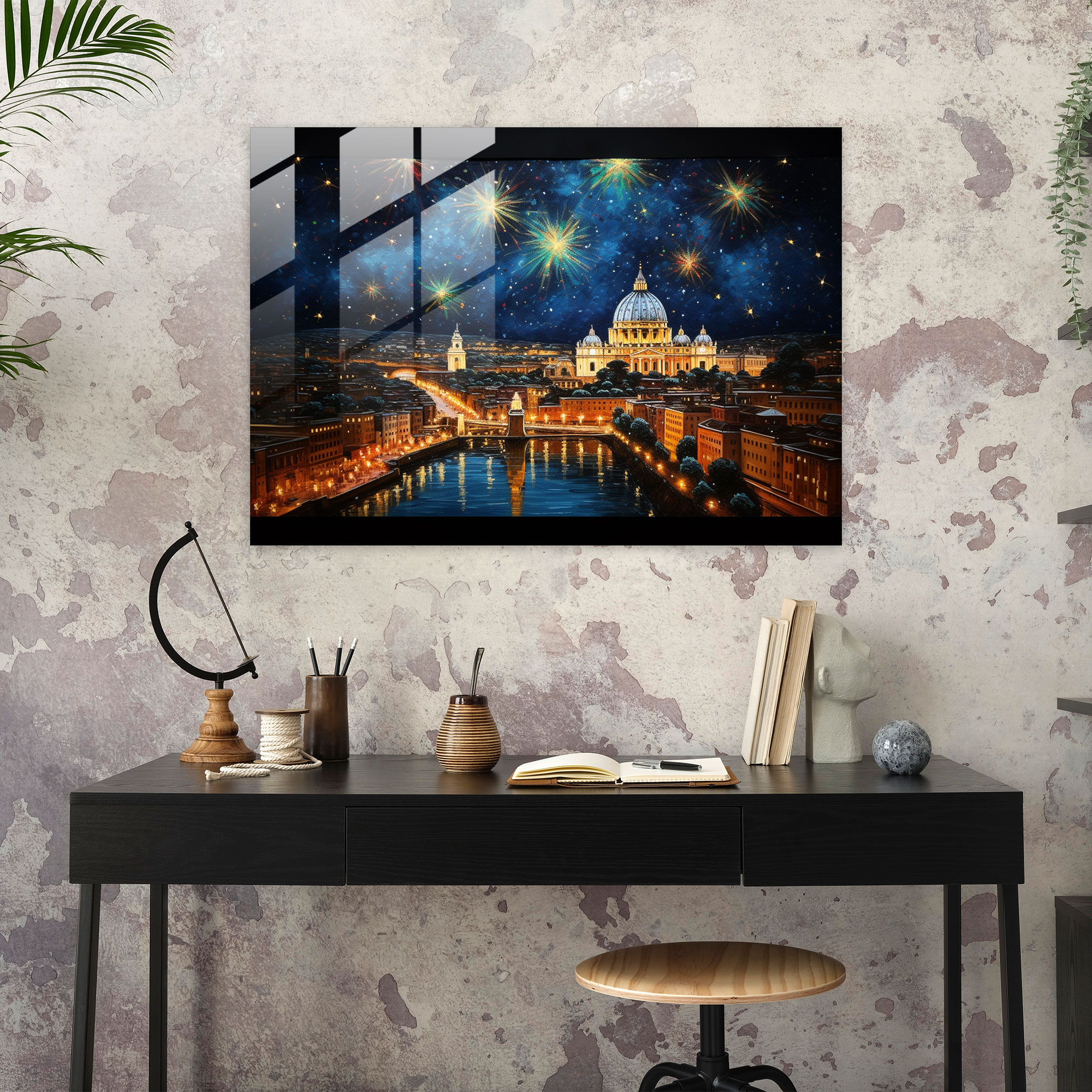 Vatican Glass Print: Vatican City Nightscape - Vatican, Modern Art, Glass Wall Art, Vatican City Skyline