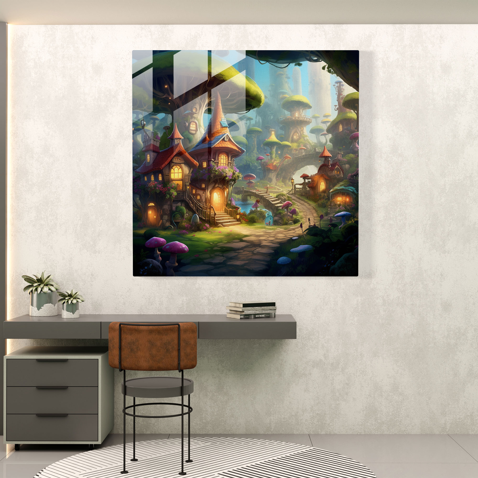 Enchanted Forest Village Glass Print - Village, Glass Wall Art, Glass Art, Magical Forest