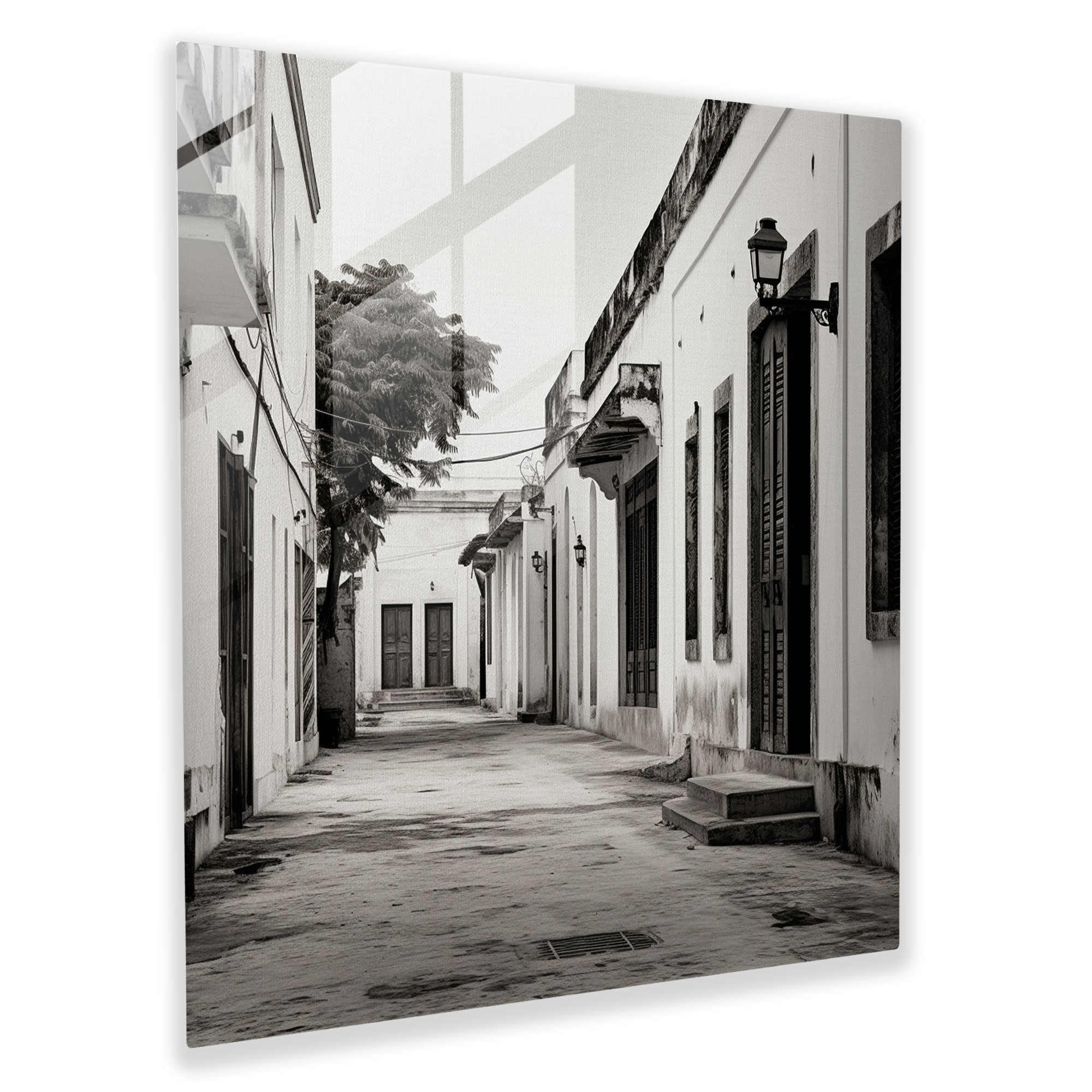 Quaint Village Street Glass Print - Village, Home Decoration, Glass Wall Art, Wall Decoration