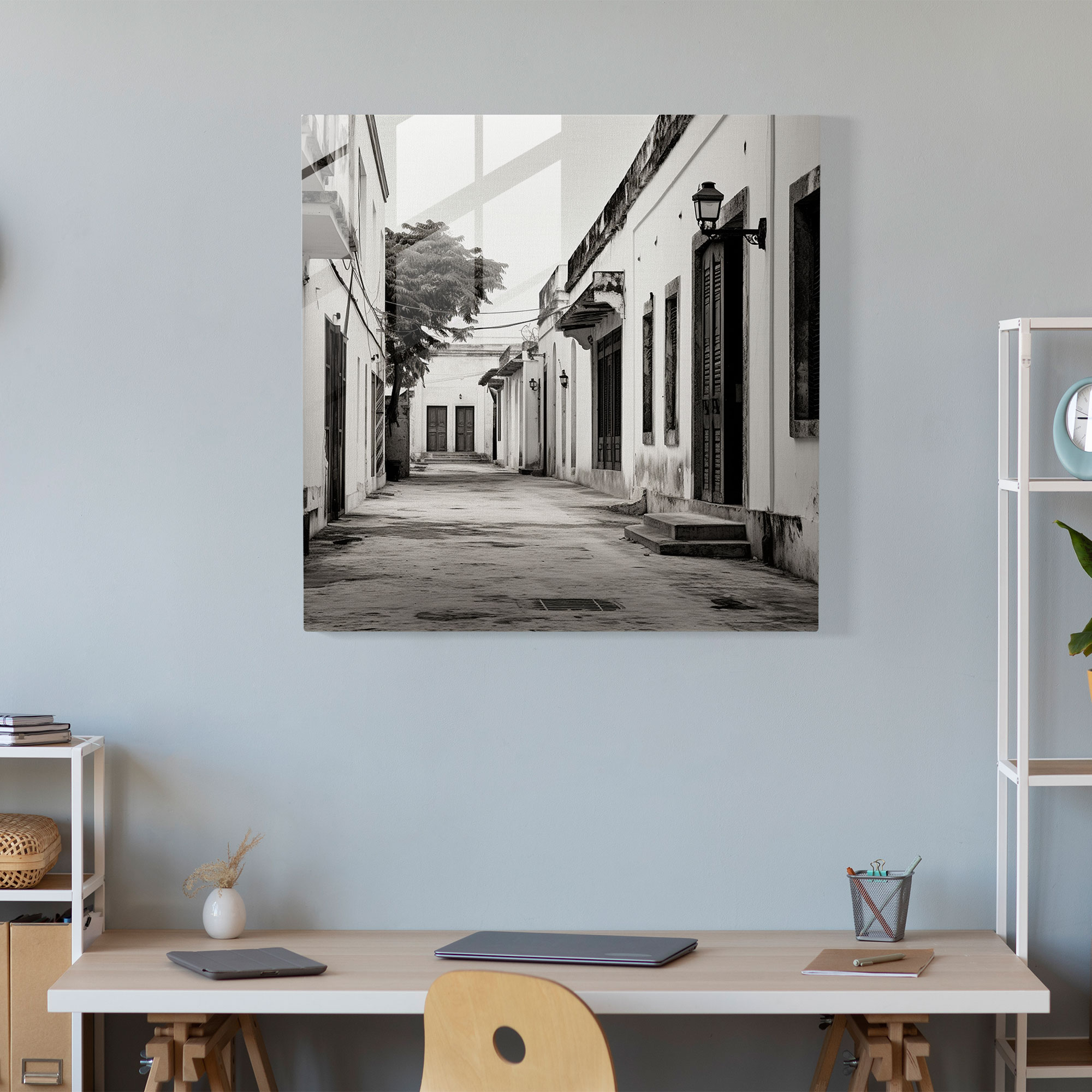 Quaint Village Street Glass Print - Village, Home Decoration, Glass Wall Art, Wall Decoration