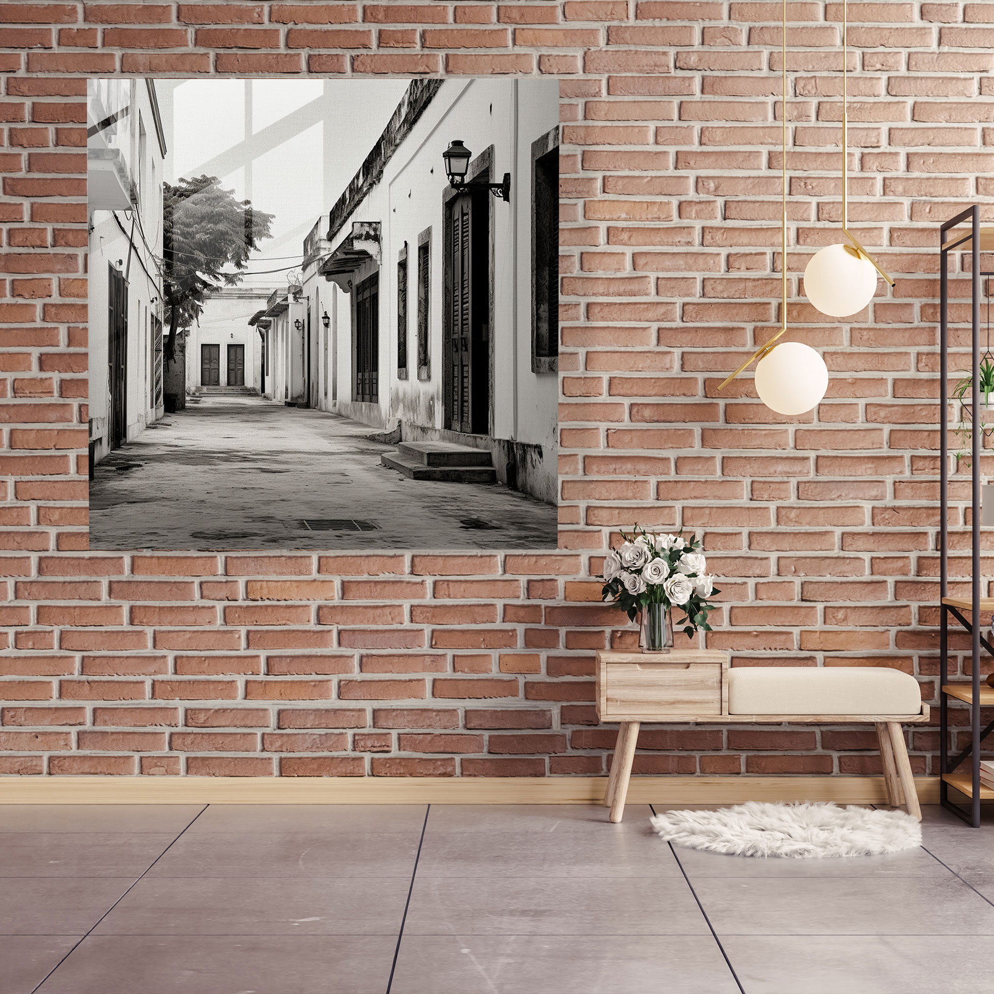 Quaint Village Street Glass Print - Village, Home Decoration, Glass Wall Art, Wall Decoration