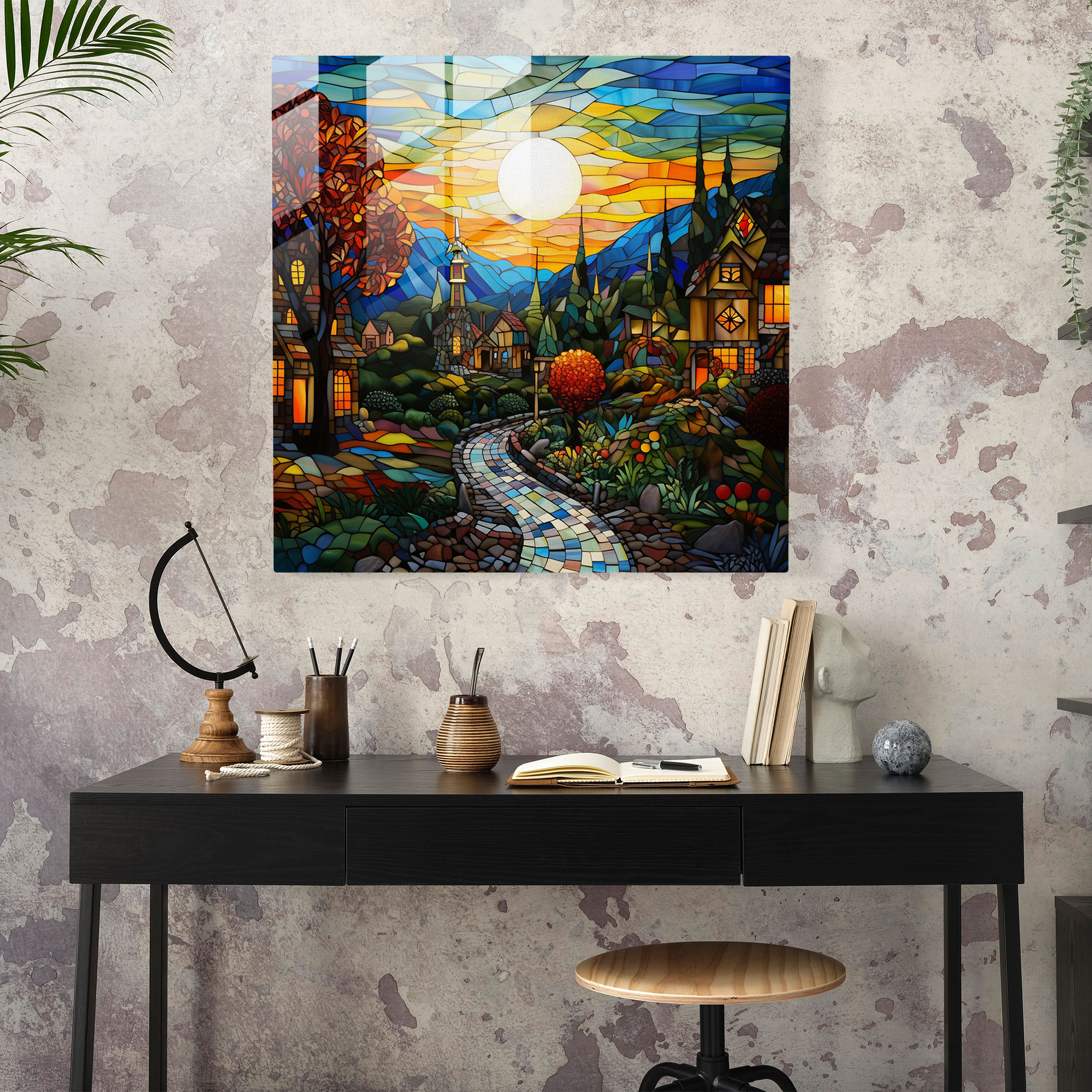 Radiant Village - Glass Print - Village, Glass Wall Art, Village, Modern Art
