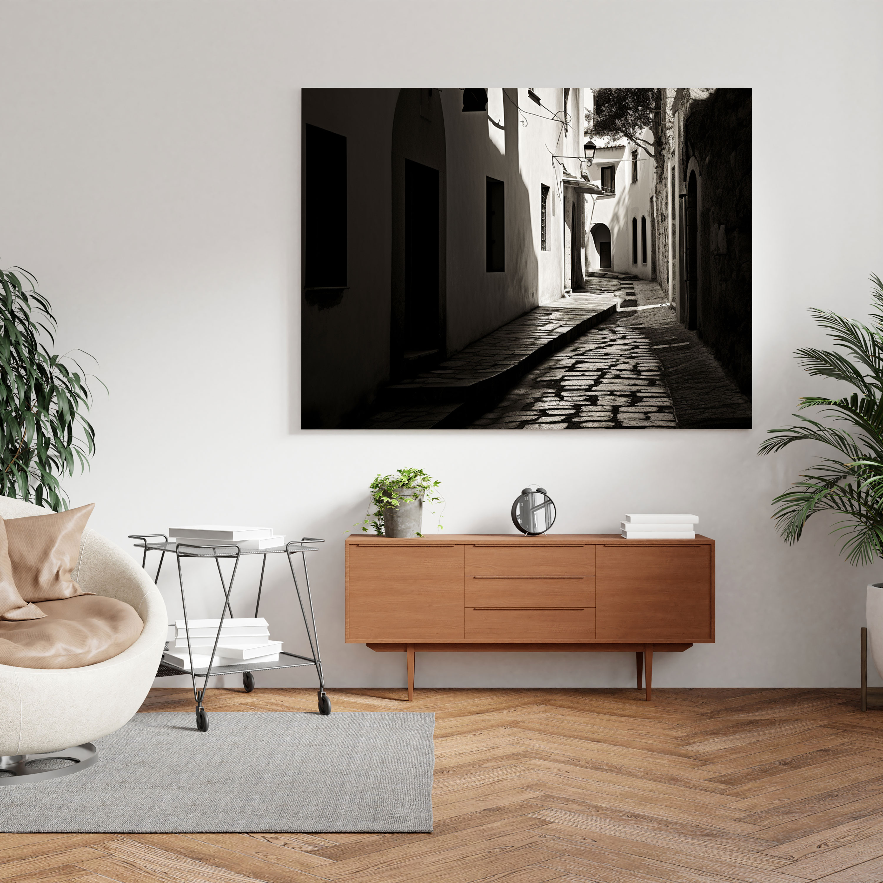 Avrupa Köyü Minimalist Kanvas Tablo - Köy Avrupa Köyü Duvar Sanatı